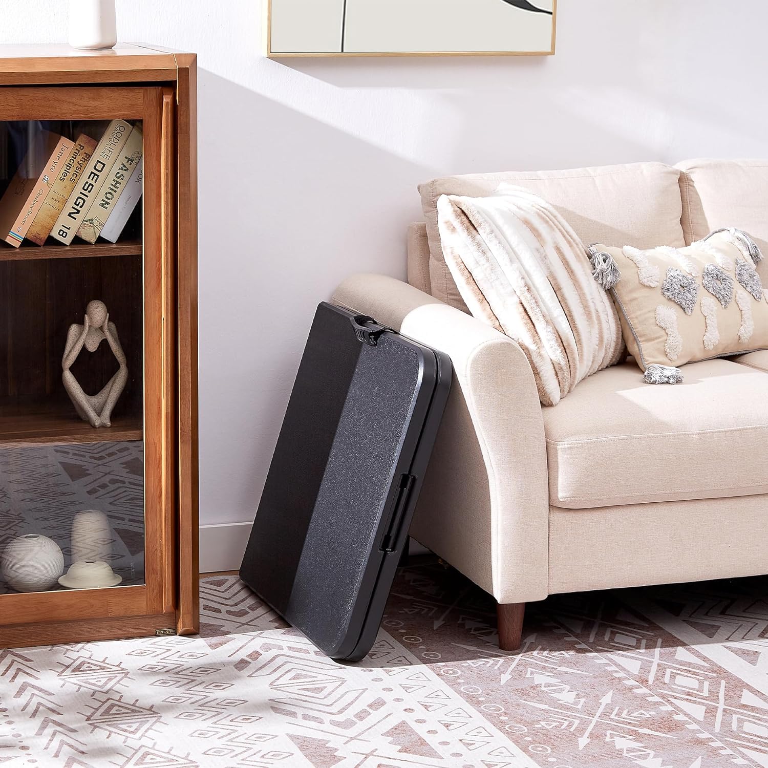 VECELO Folding Plastic Card Table Square with Mesh Bag