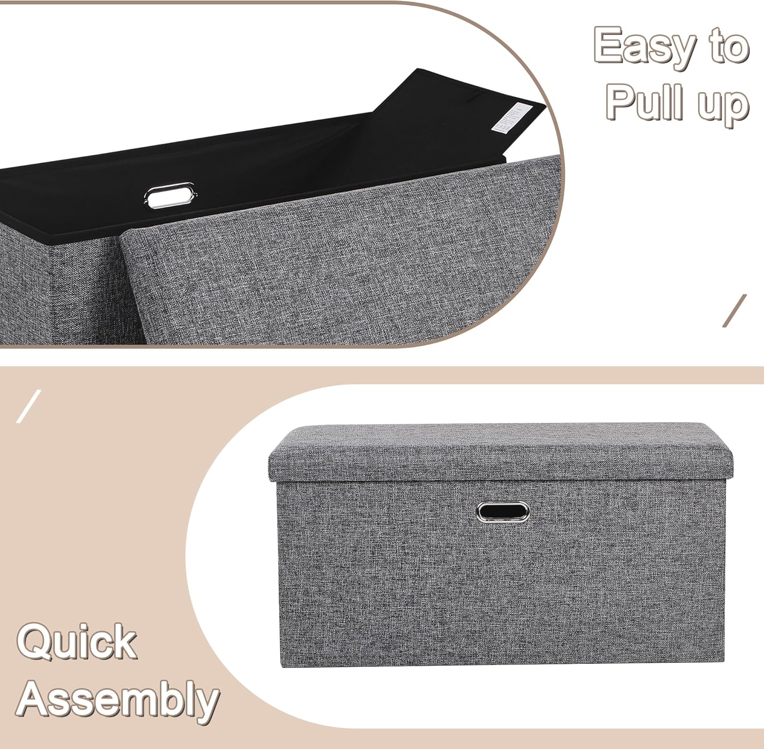 VECELO Folding Storage Ottoman Bench