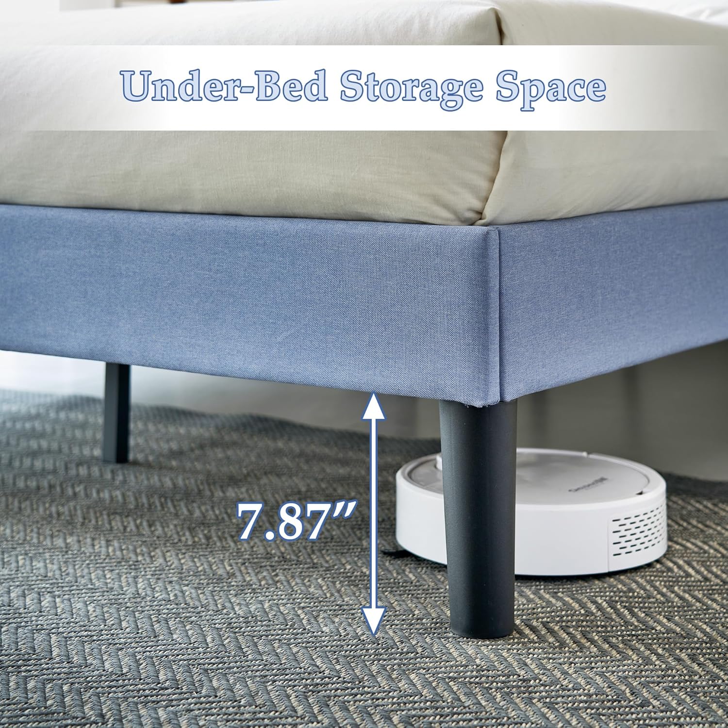 VECELO Upholstered Platform Bed Frame with Height Adjustable Headboard