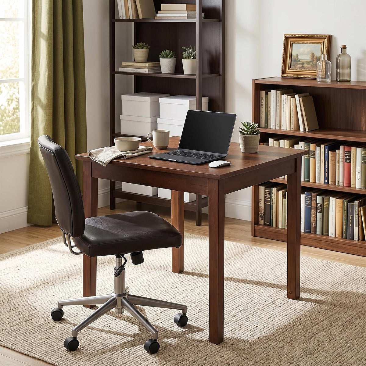 VECELO Square Dining Table for 2-4 People 29” x 29” Compact Kitchen Table with Solid Wood Legs