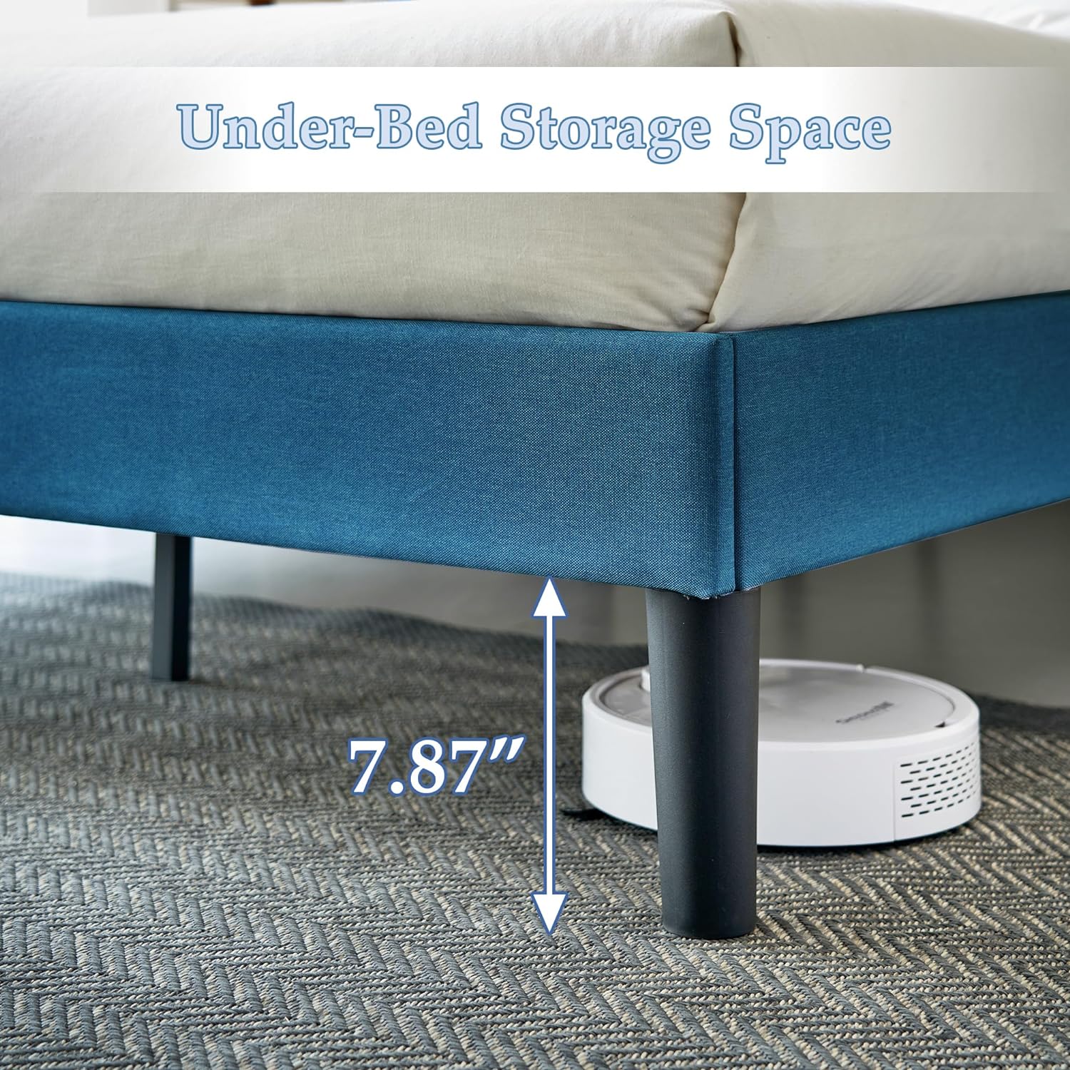 VECELO Upholstered Platform Bed Frame with Height Adjustable Headboard