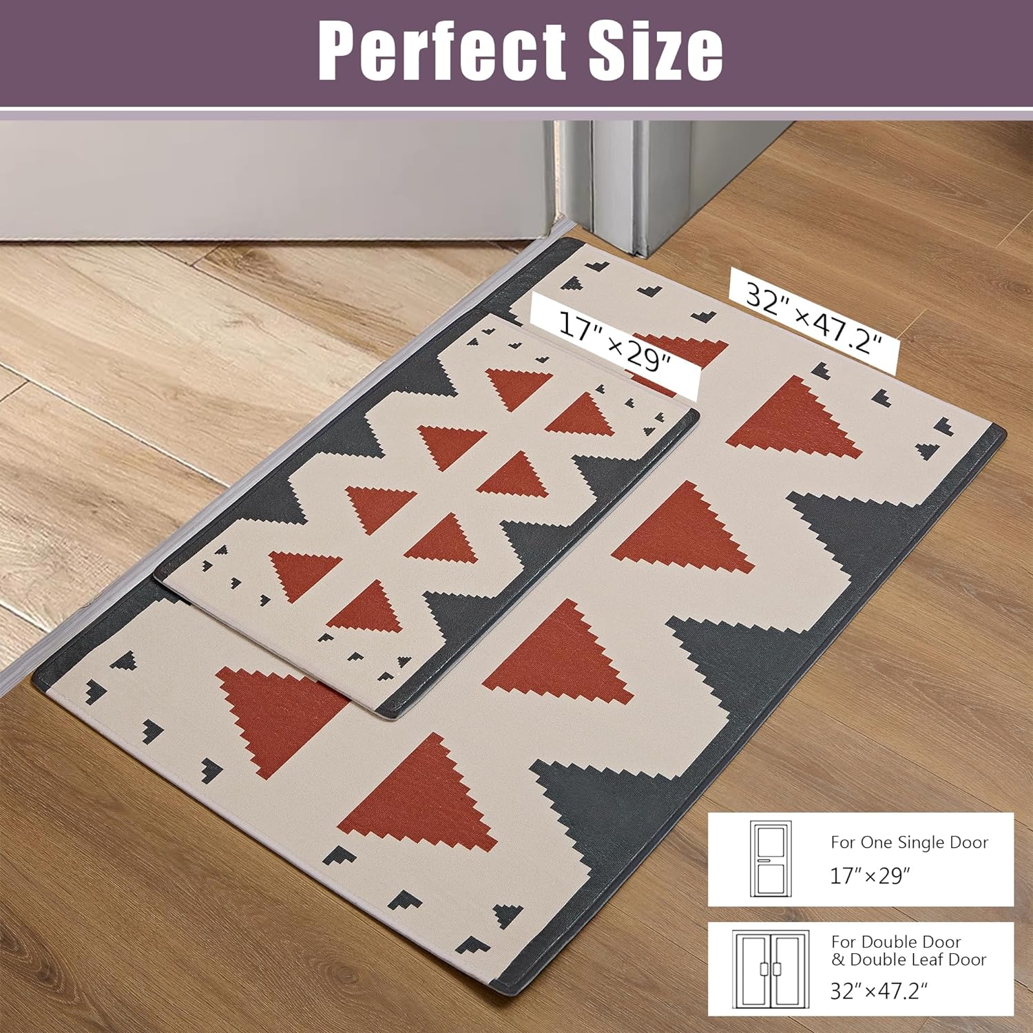 VECELO Front Door Mat Indoor Welcome Mat Outdoor, Absorbent Muddy Kitchen Rugs