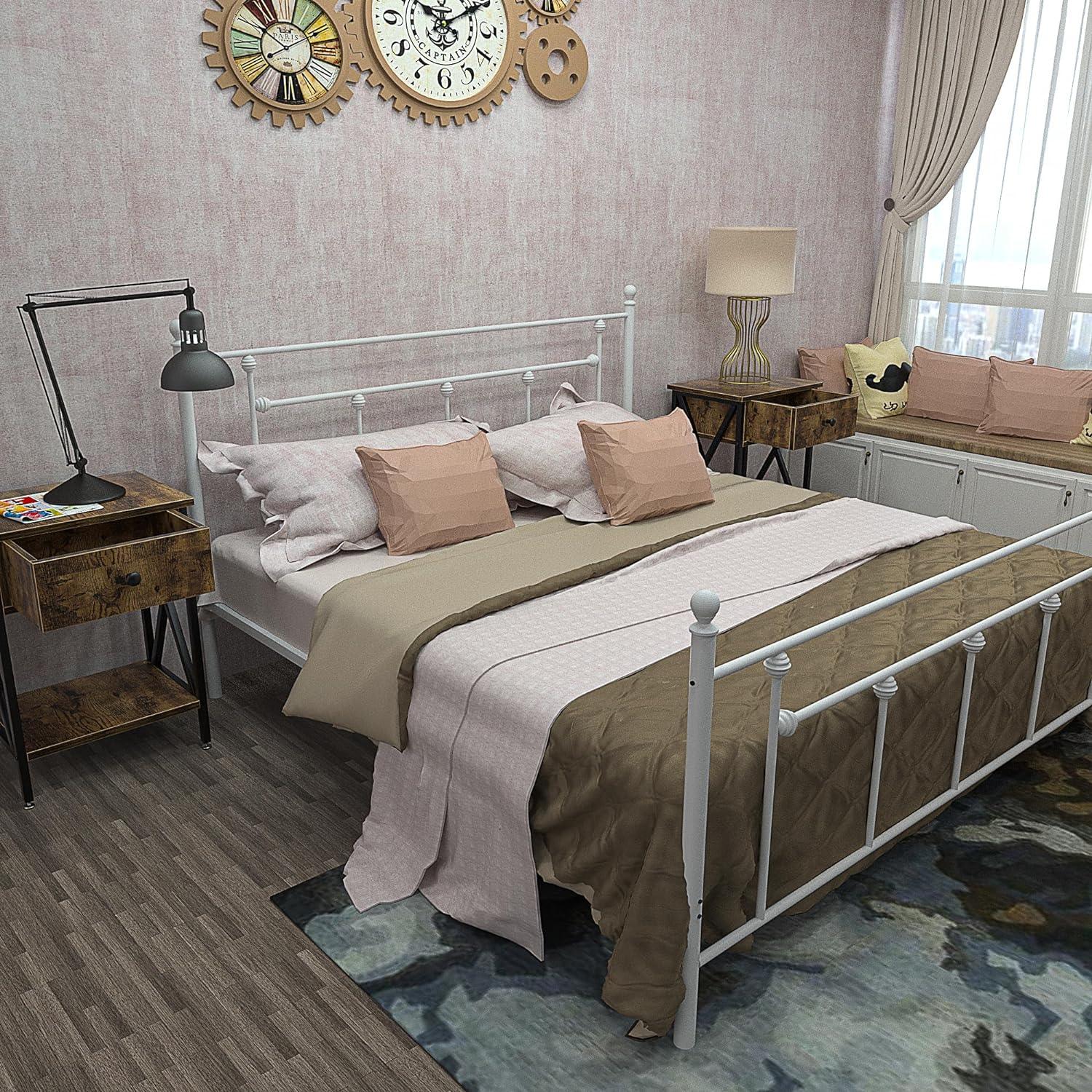 Modern Metal Platform Bed Frame Mattress Foundation with Headboard and Footboard