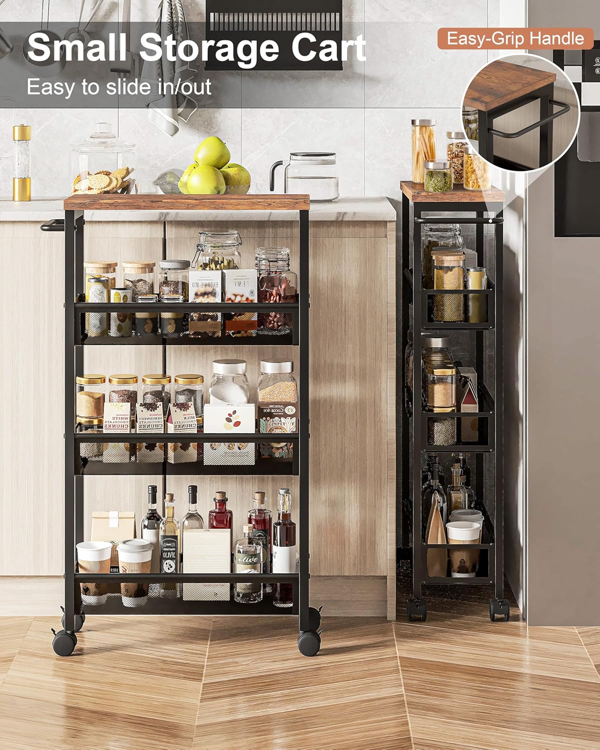 VECELO 4 Tier Slim Rolling Cart Organizer