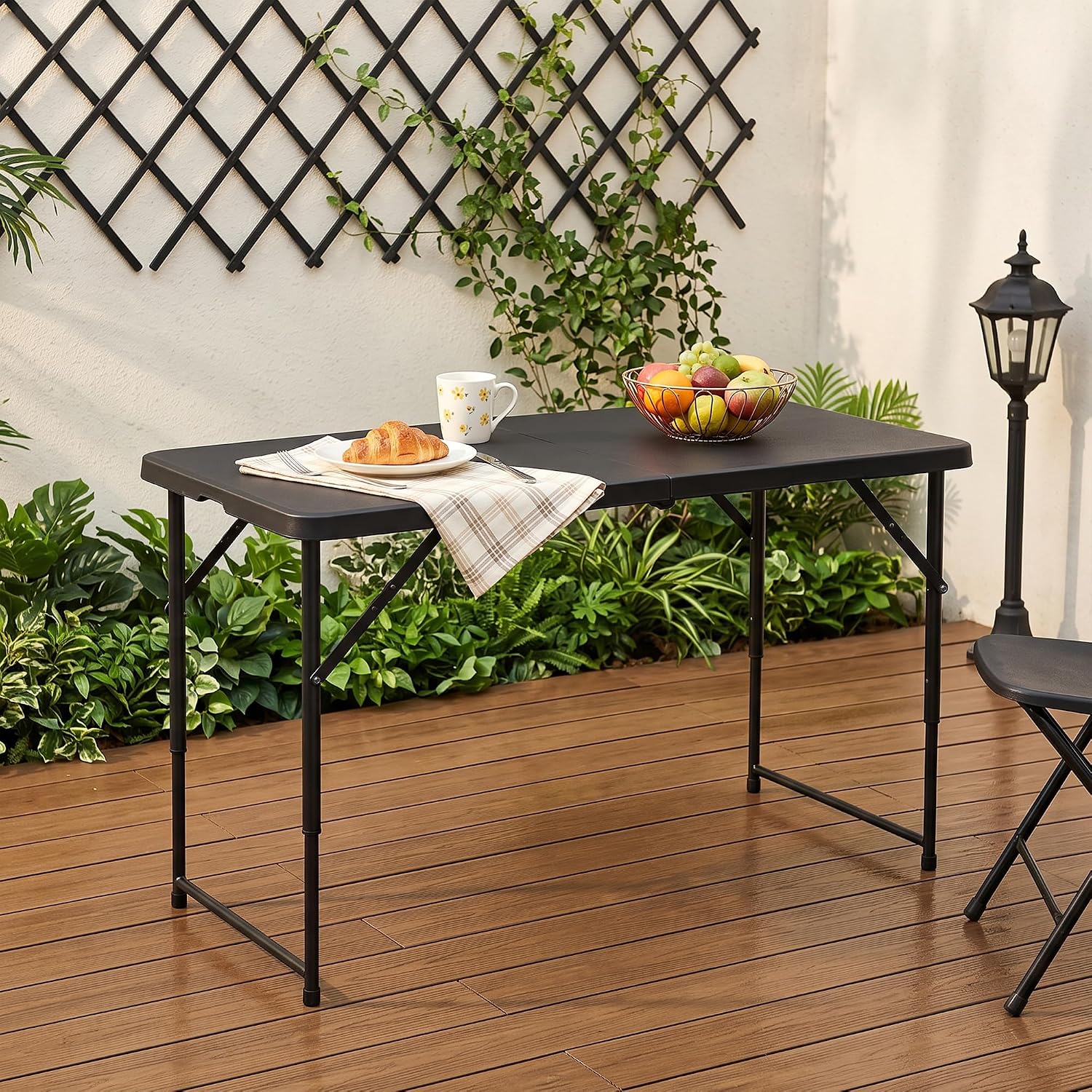 VECELO Folding Table 4 Ft, 3 Adjustable Height