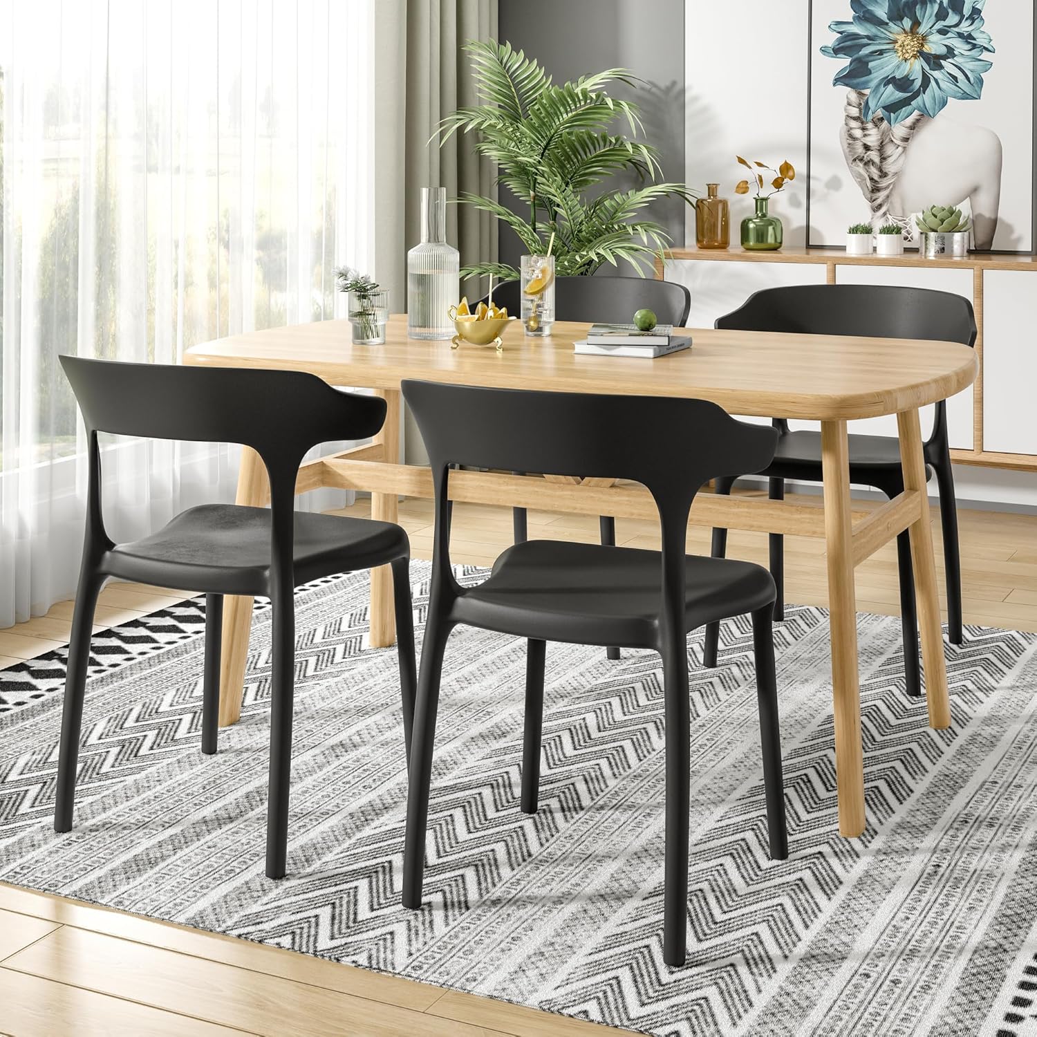 VECELO 4 Pack Plastic Stacking Chairs