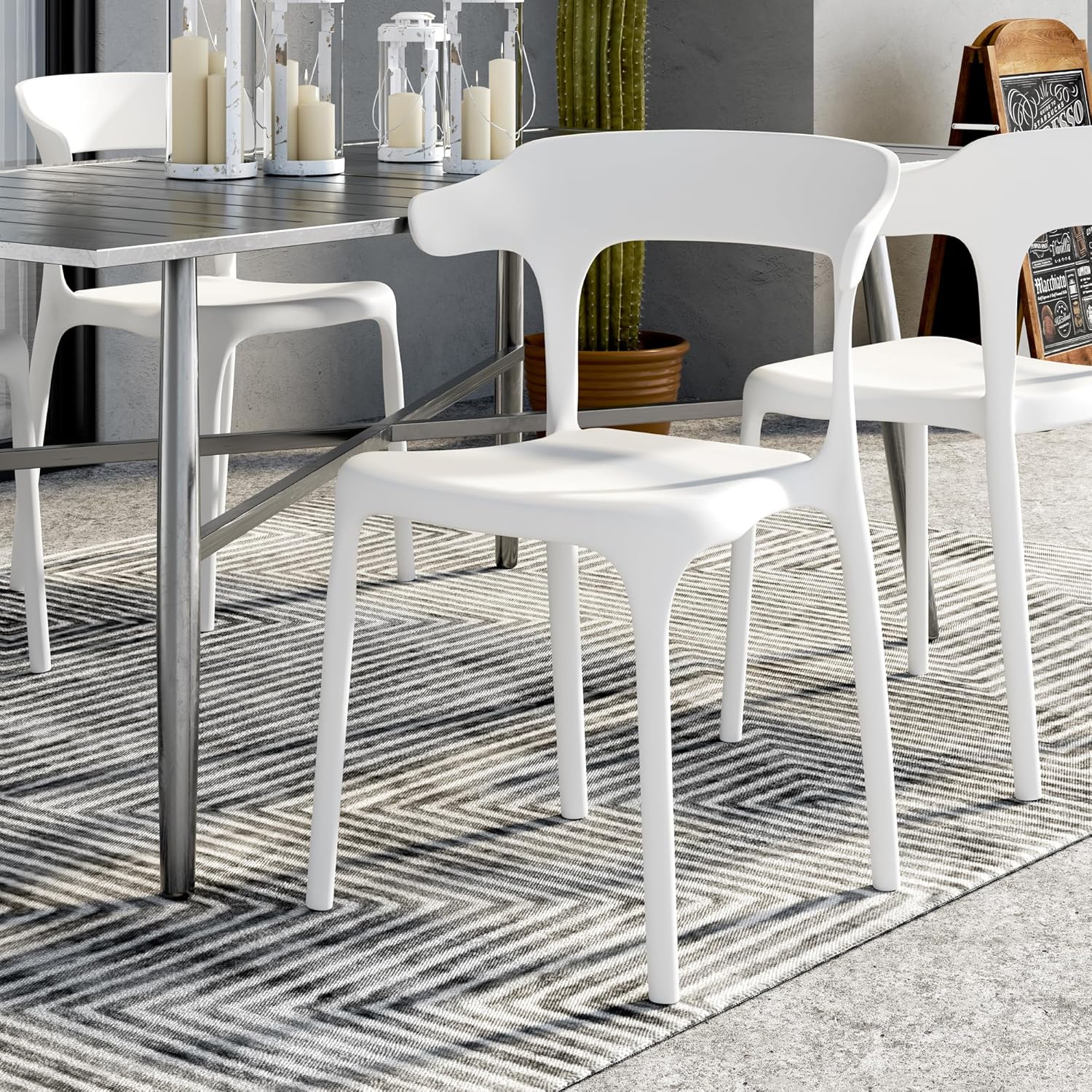 VECELO 4 Pack Plastic Stacking Chairs