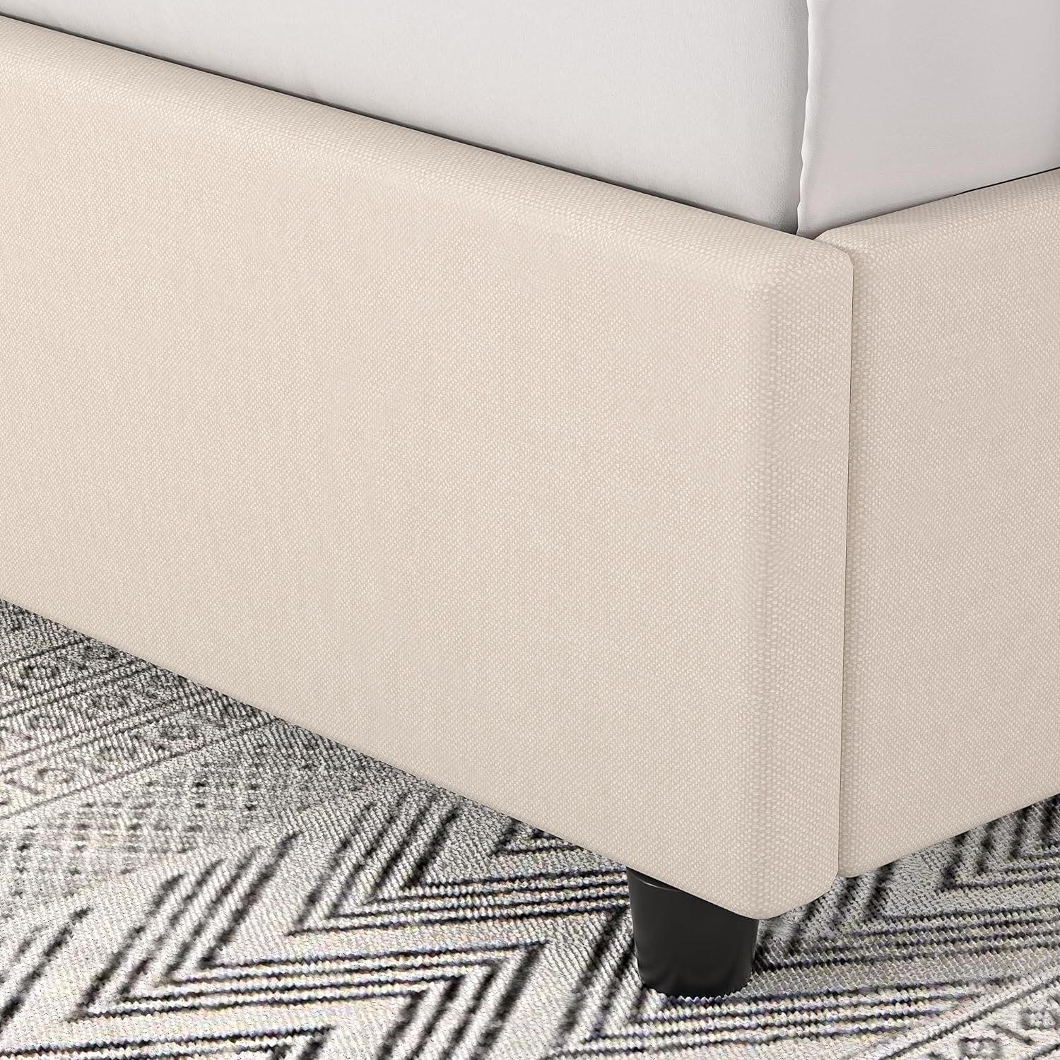 VECELO Upholstered Platform Bed Frame with Type-C & USB Charging Stations