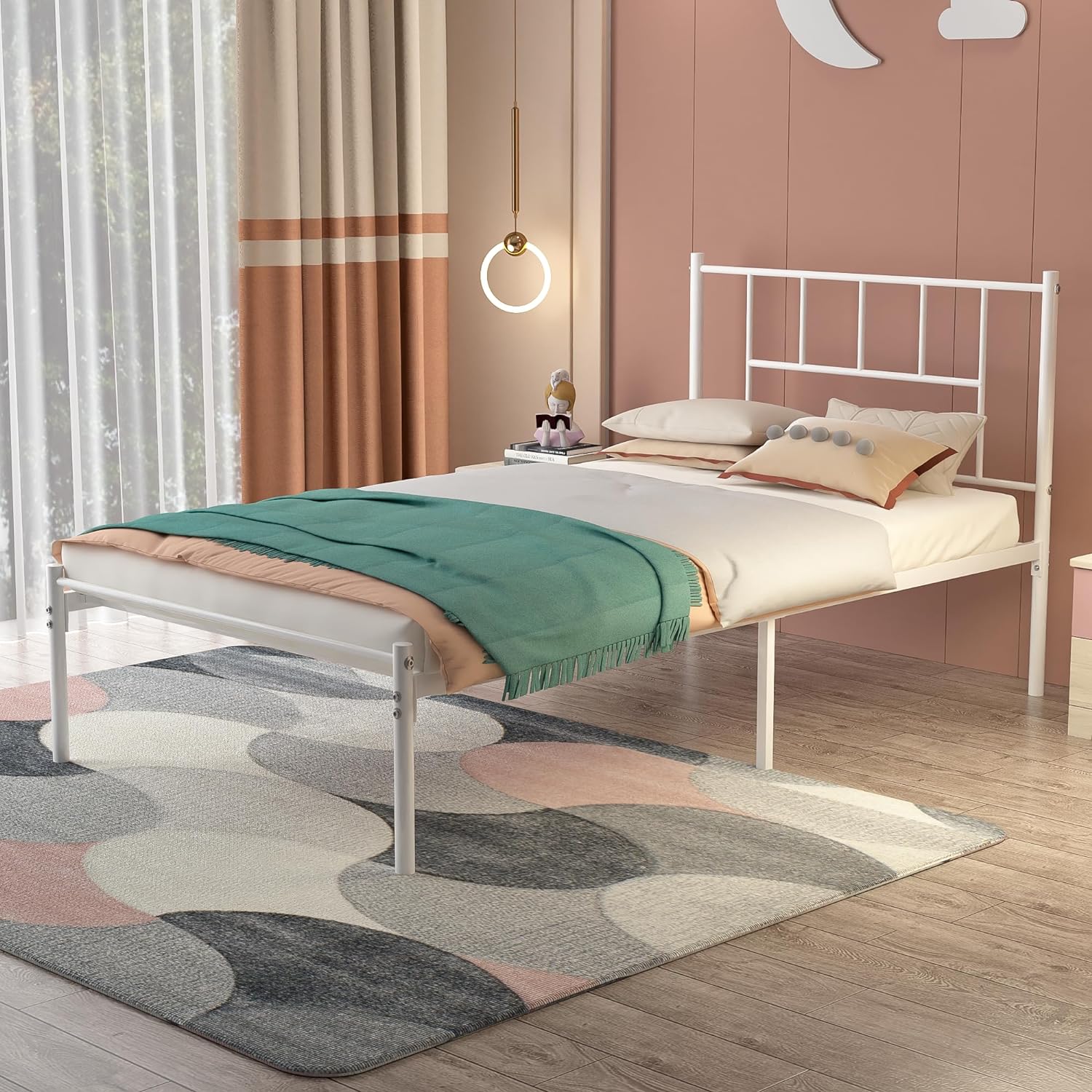 VECELO Bed Frame, 14 Inch Metal Platform with Headboard, Heavy Duty Steel Slat Support - VECELO