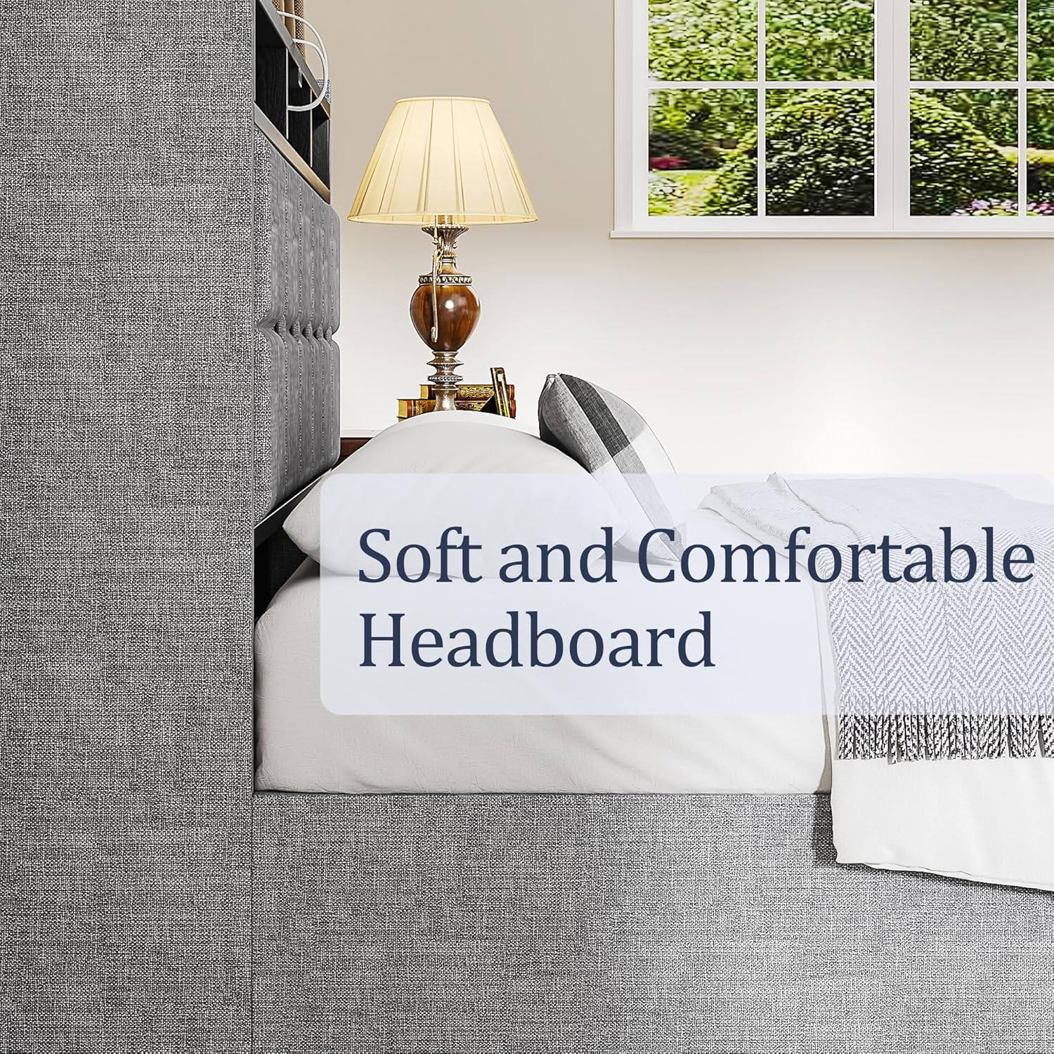 VECELO Lift Up Storage Bed, Upholstered Platform Bed Frame with Smart LED Lights and USB Charging Station