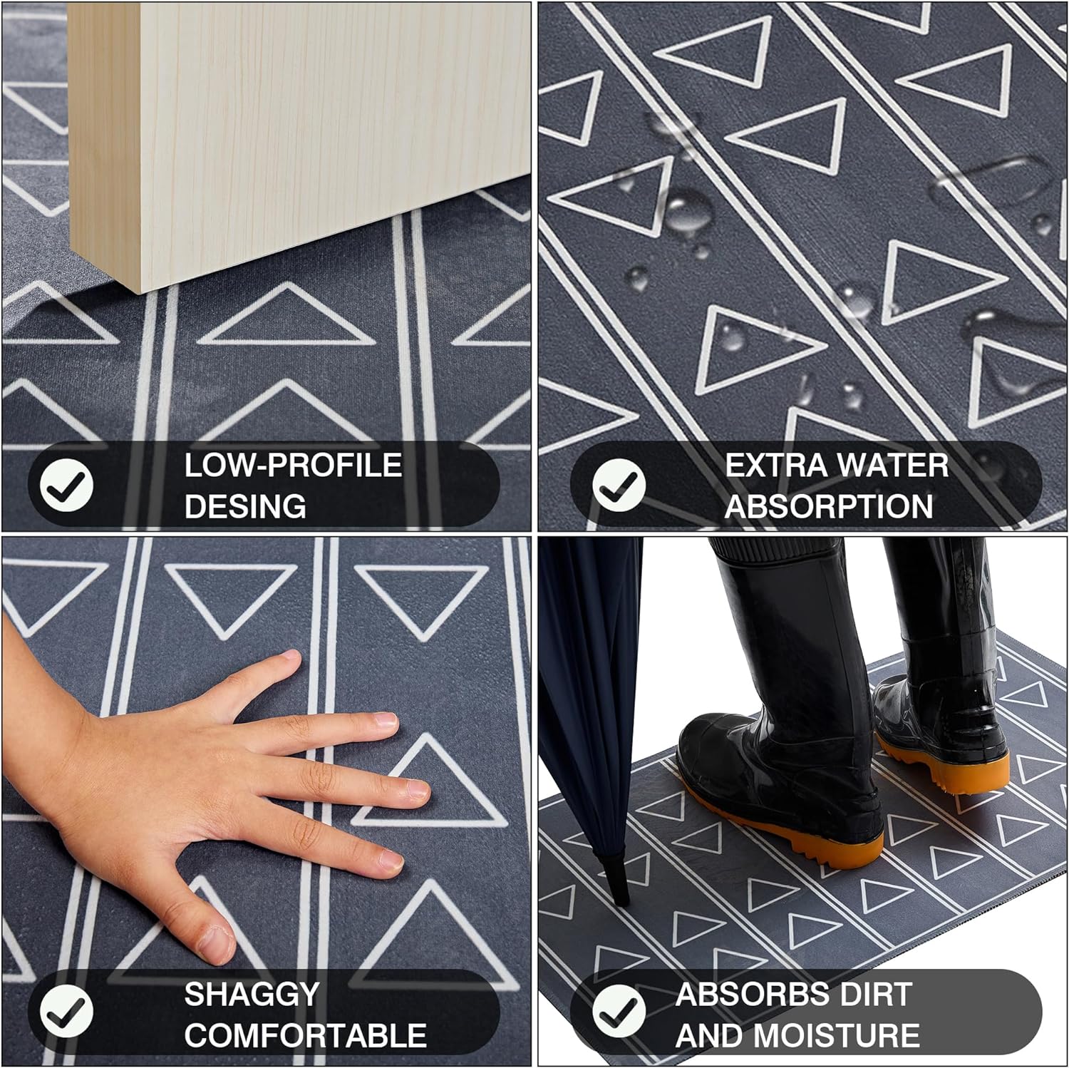 VECELO Outdoor Front Door Mat Outside Entrance, Low-Profile Welcome Mat