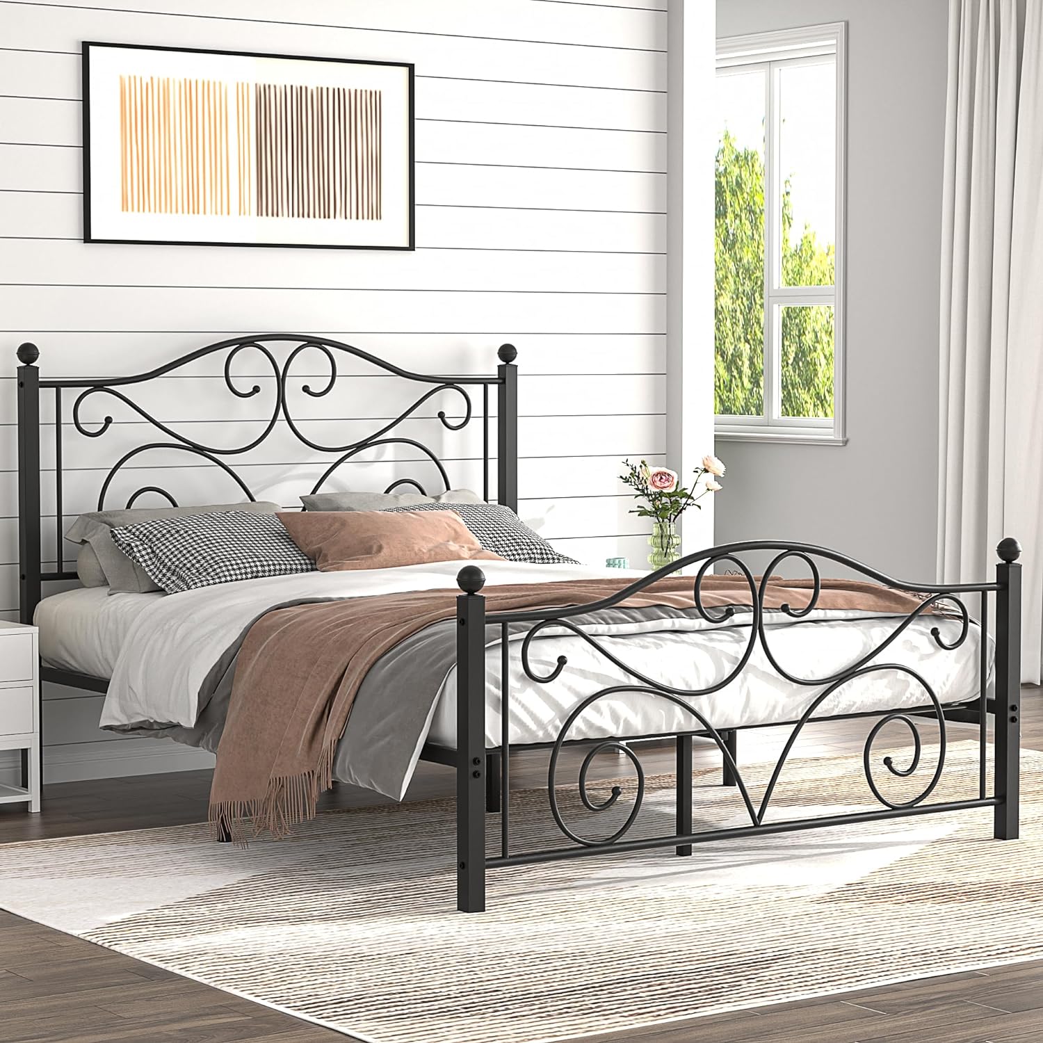 VECELO Classic Metal Bed Frame Mattress Foundation