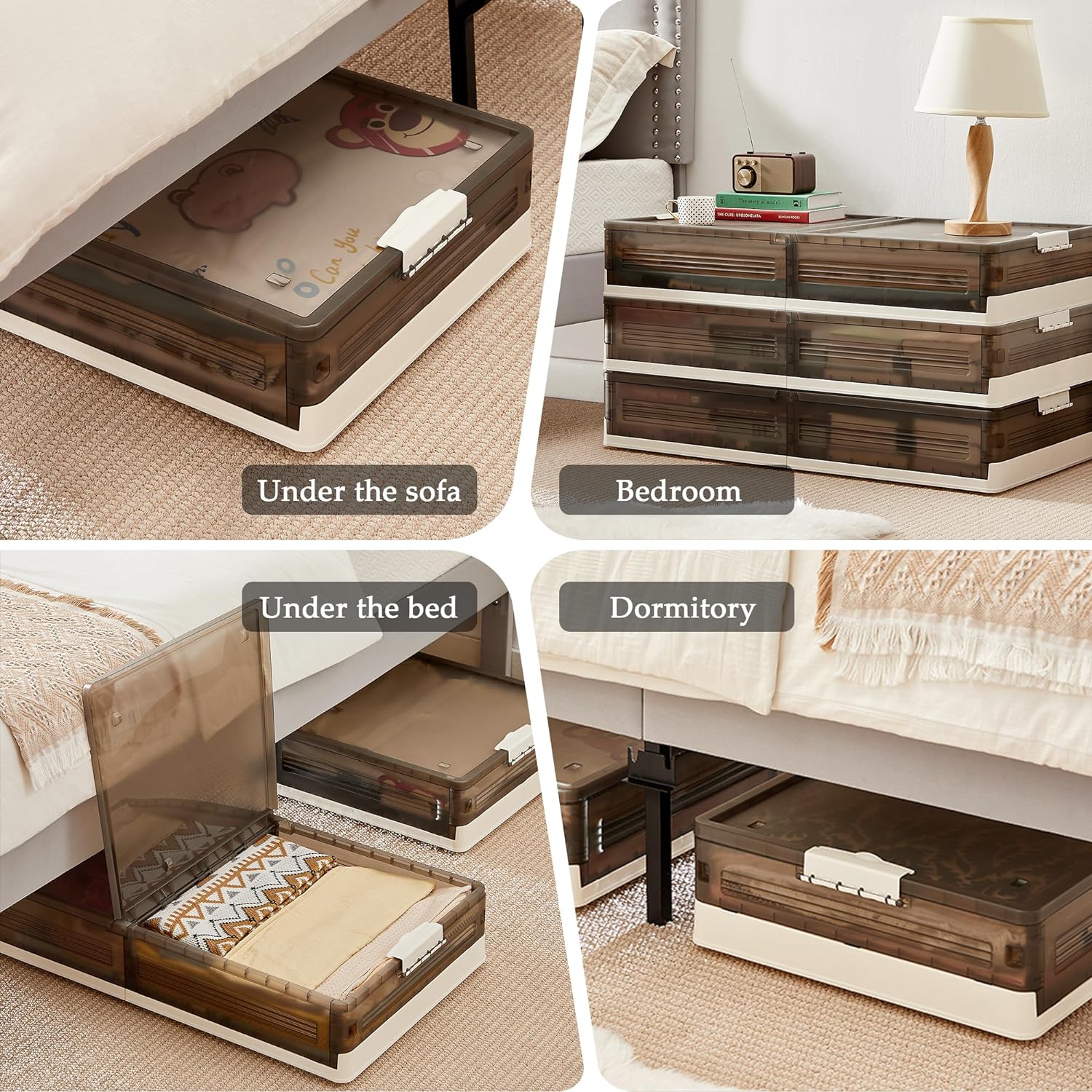 VECELO Under Bed Storage with Wheels,Stackable Under Bed Storage Containers