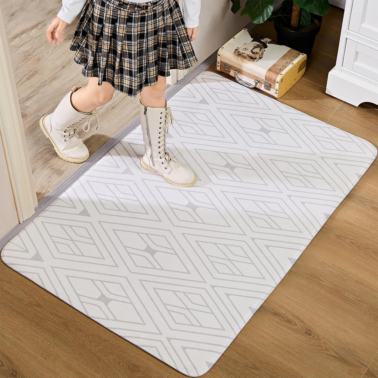 VECELO Front Door Mat Indoor Welcome Mat Outdoor, Absorbent Muddy Kitchen Rugs