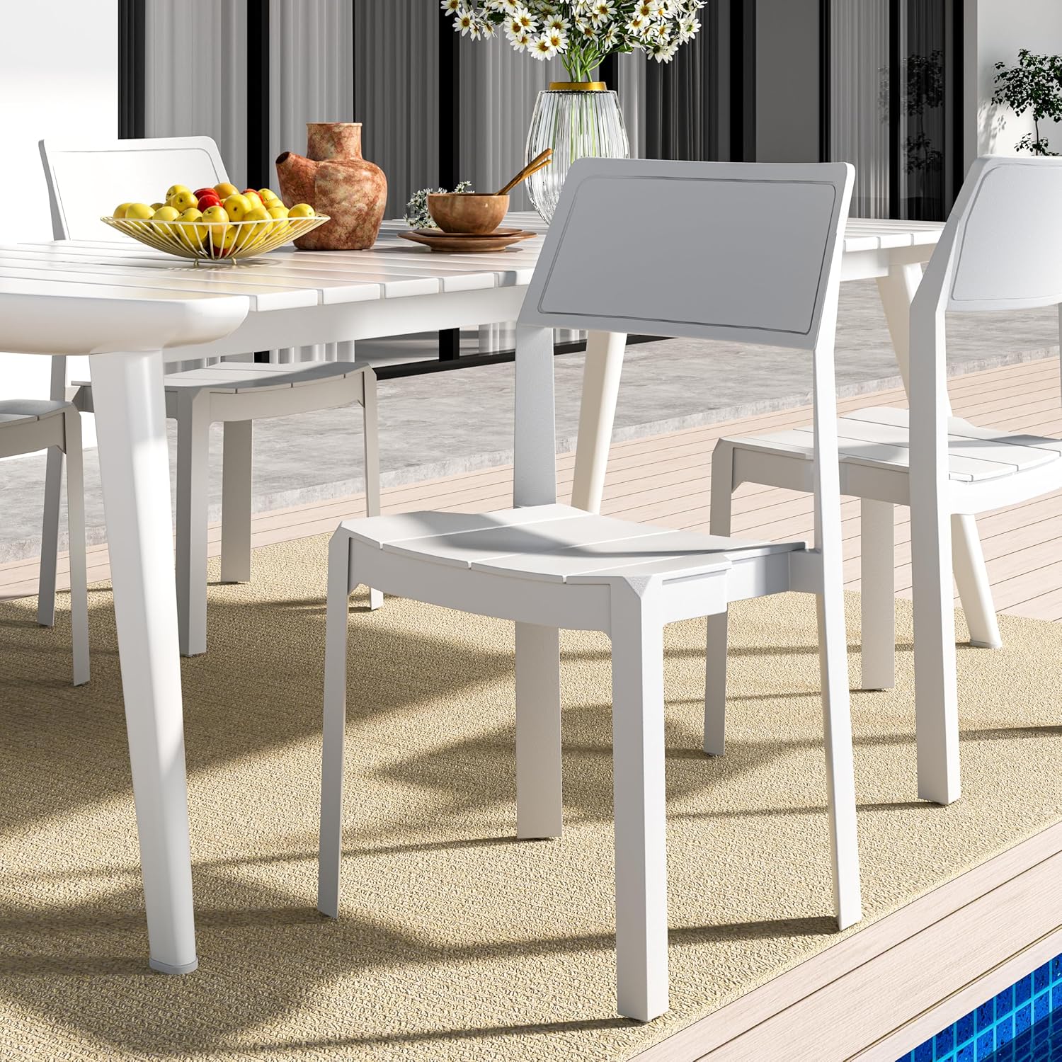 VECELO Dining Chairs Set of 4, Stackable Plastic Kitchen Chairs