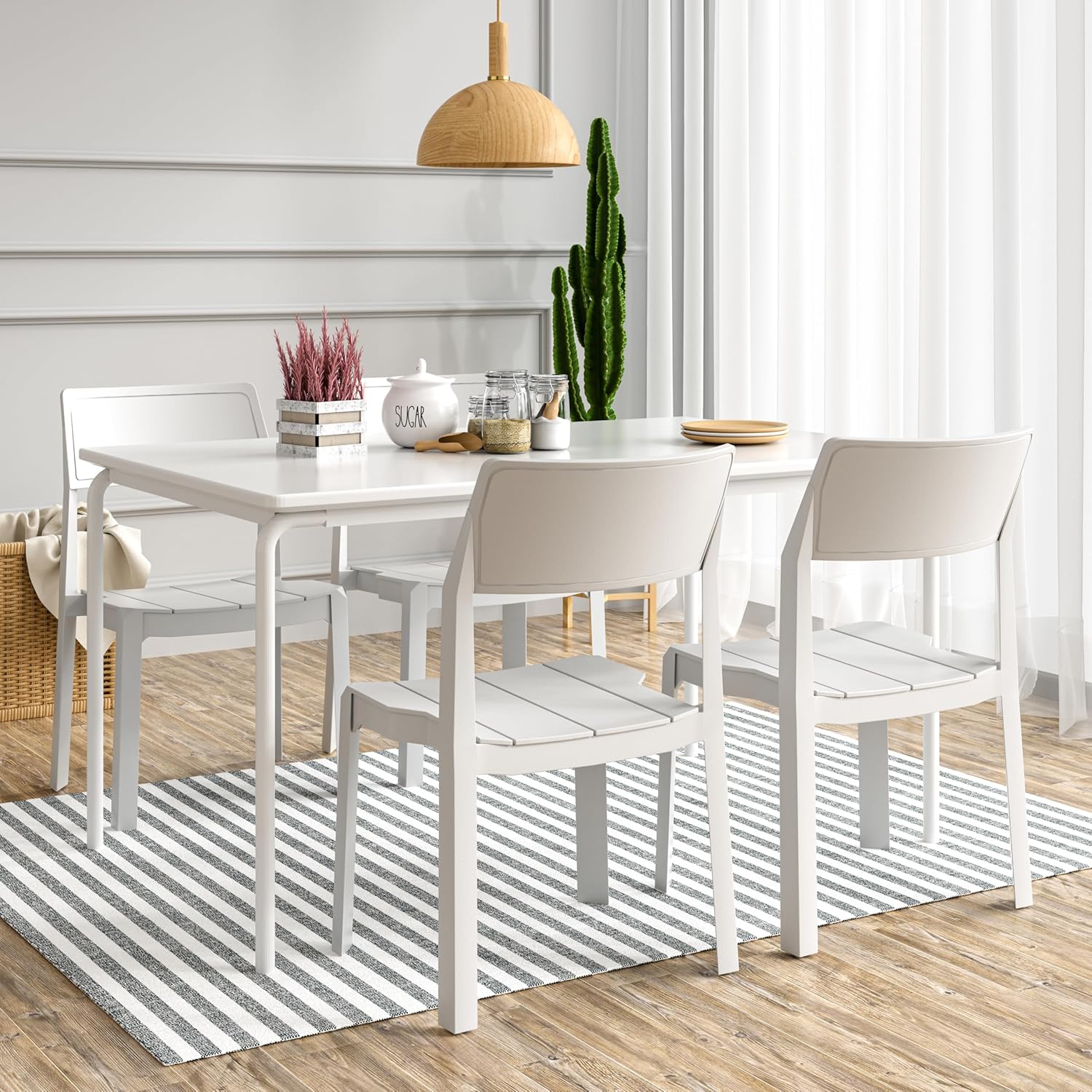 VECELO Dining Chairs Set of 4, Stackable Plastic Kitchen Chairs