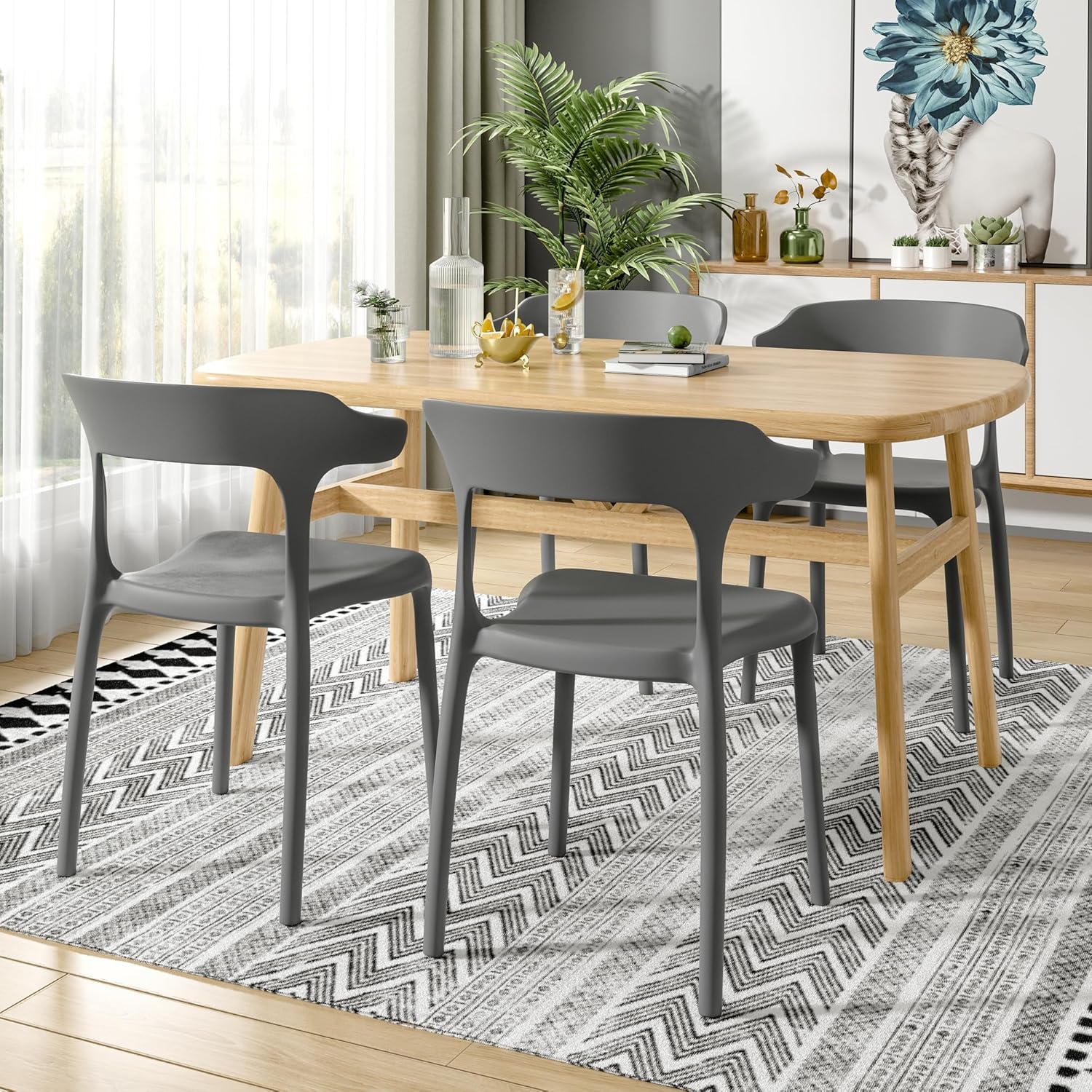 VECELO 4 Pack Plastic Stacking Chairs