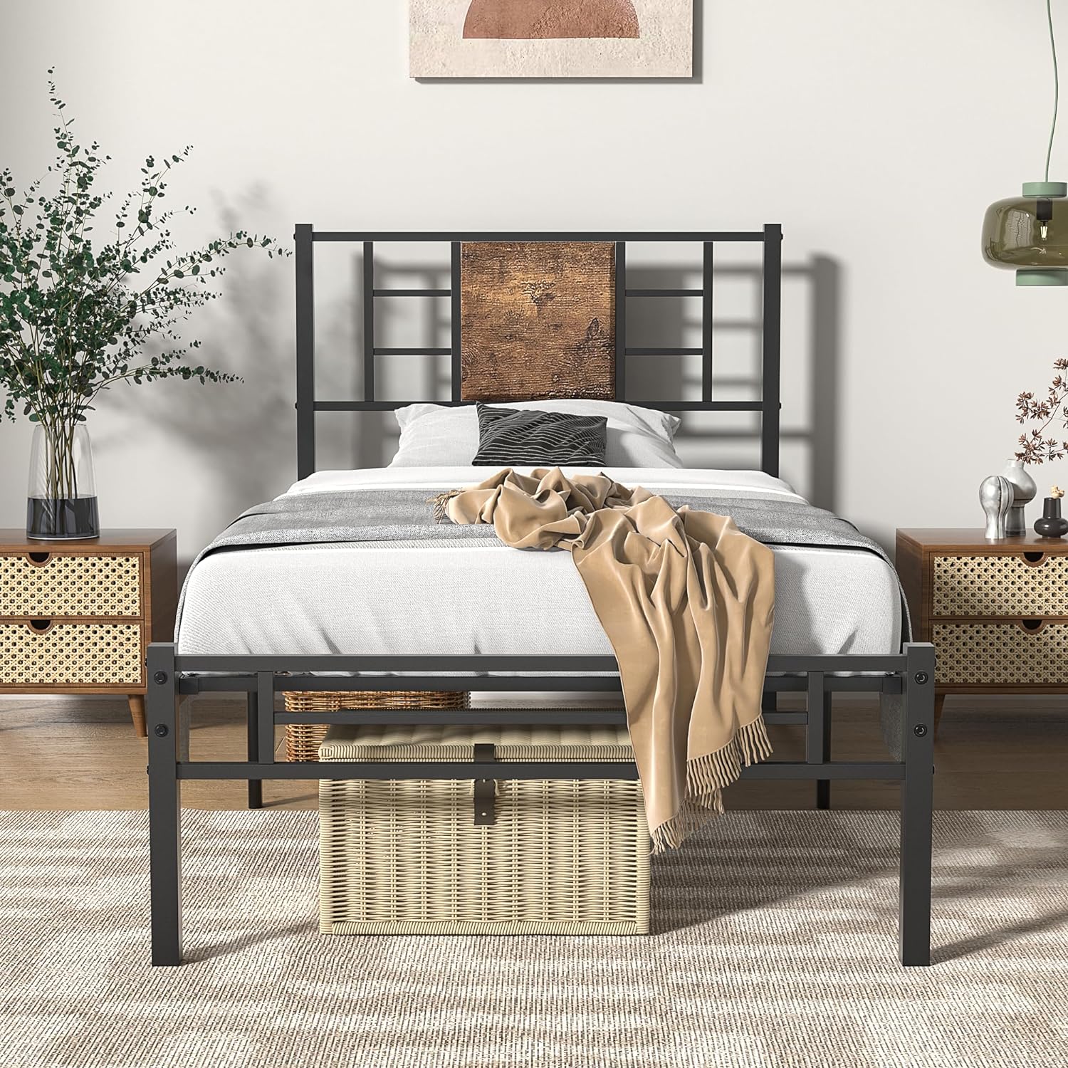 VECELO Platform Bed Frame Mattress Foundation with Headboard and Footboard