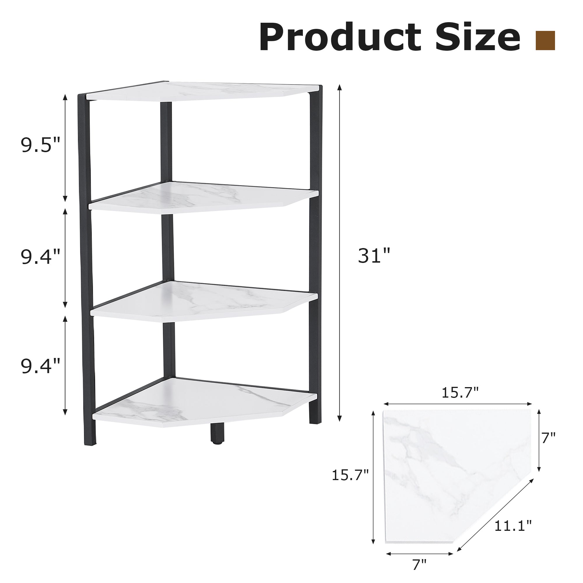 VECELO 31" Tall Corner Shelf/4-Tier Display Shelves with Metal Frame