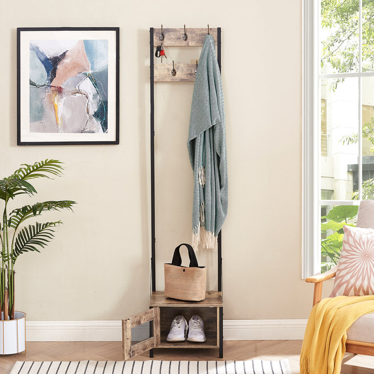 VECELO Tall Clothes Stand Freestanding with Shoe Storage Entryway Coat