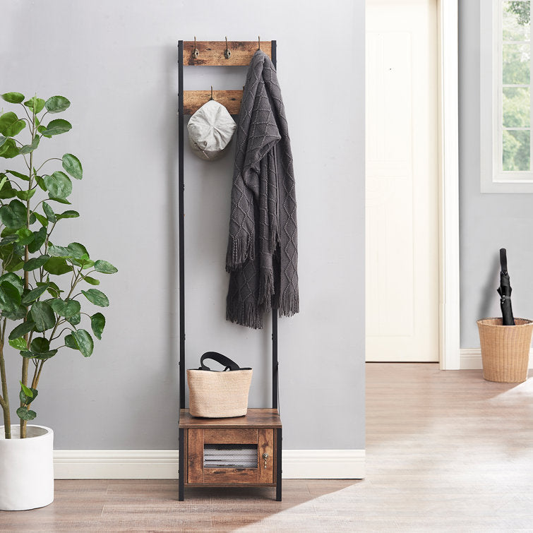 VECELO Tall Clothes Stand Freestanding with Shoe Storage Entryway Coat Rack