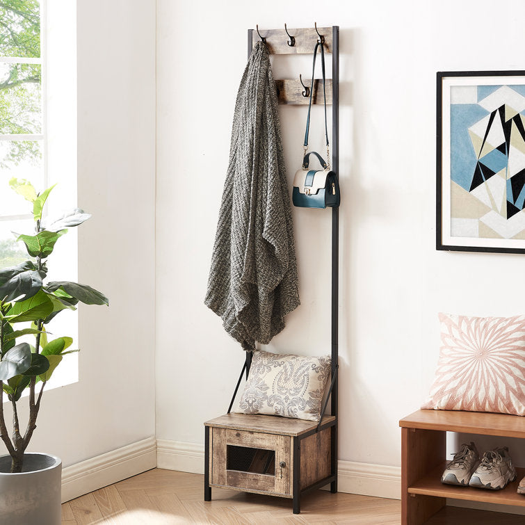 VECELO Tall Clothes Stand Freestanding with Shoe Storage Entryway Coat Rack