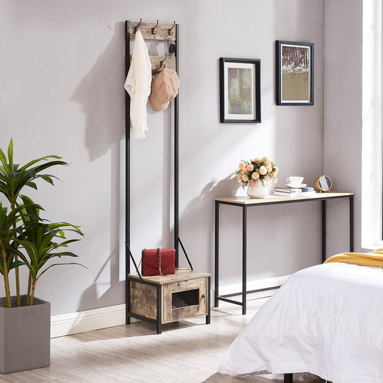 VECELO Tall Clothes Stand Freestanding with Shoe Storage Entryway Coat Rack