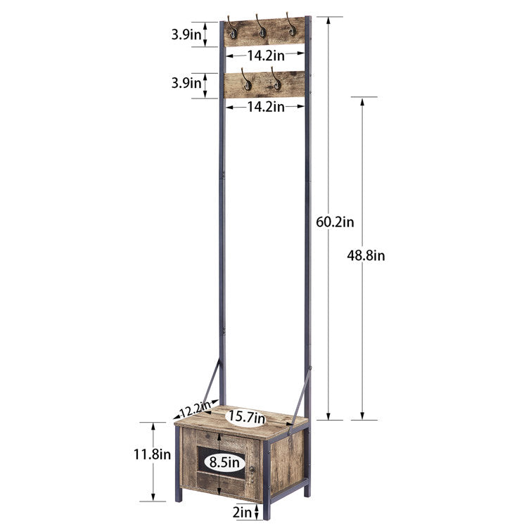 VECELO Tall Clothes Stand Freestanding with Shoe Storage Entryway Coat Rack