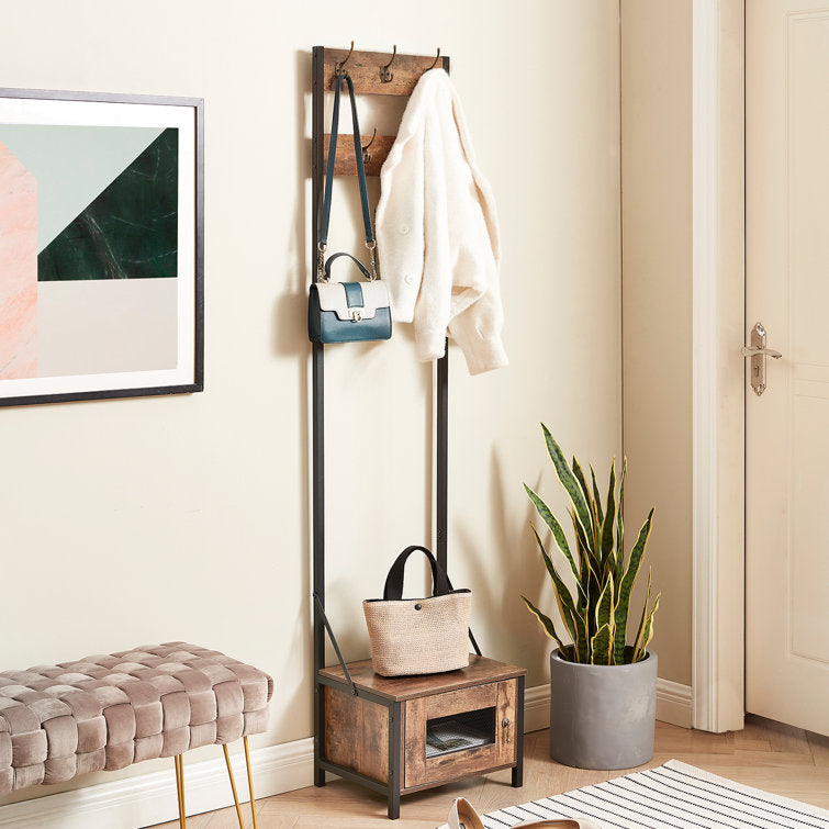 VECELO Tall Clothes Stand Freestanding with Shoe Storage Entryway Coat Rack