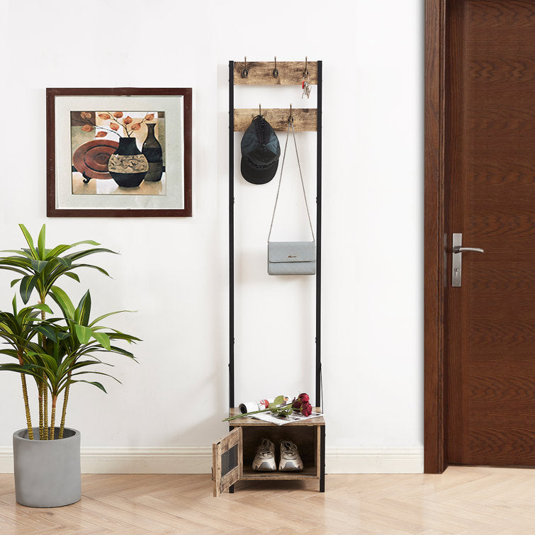 VECELO Tall Clothes Stand Freestanding with Shoe Storage Entryway Coat Rack