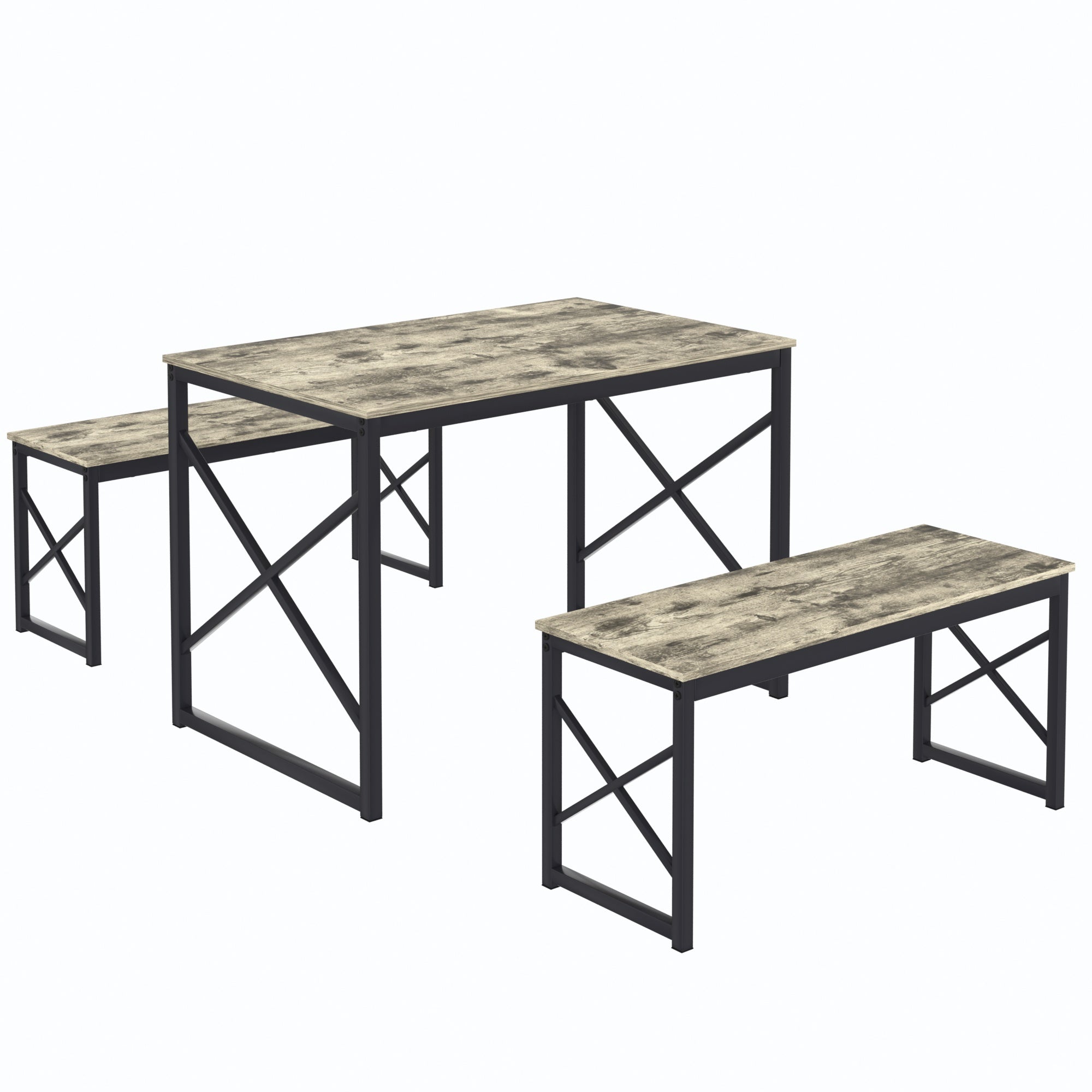 VECELO Kitchen Table with 2 Benches for 4 - VECELO
