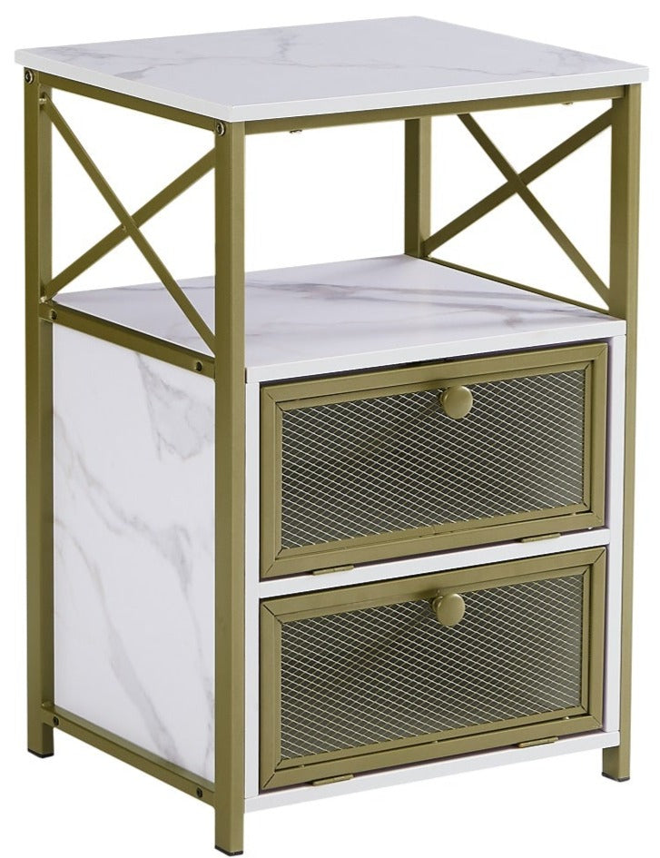 Modern Nightstand/End Side Table with Storage Space & Flip Drawer