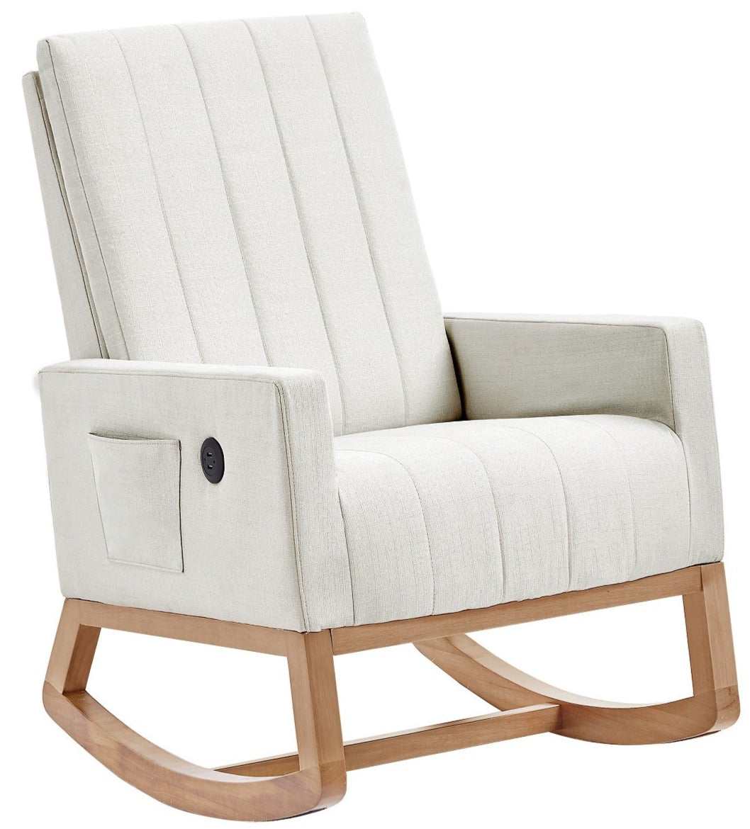 VECELO Rocking Chair Upholstered Nursery Glider Rocker High Backrest C