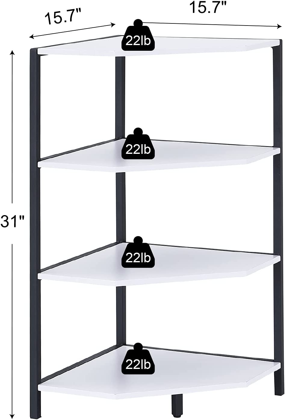 31" Corner Shelf 4-Tier Display Shelves