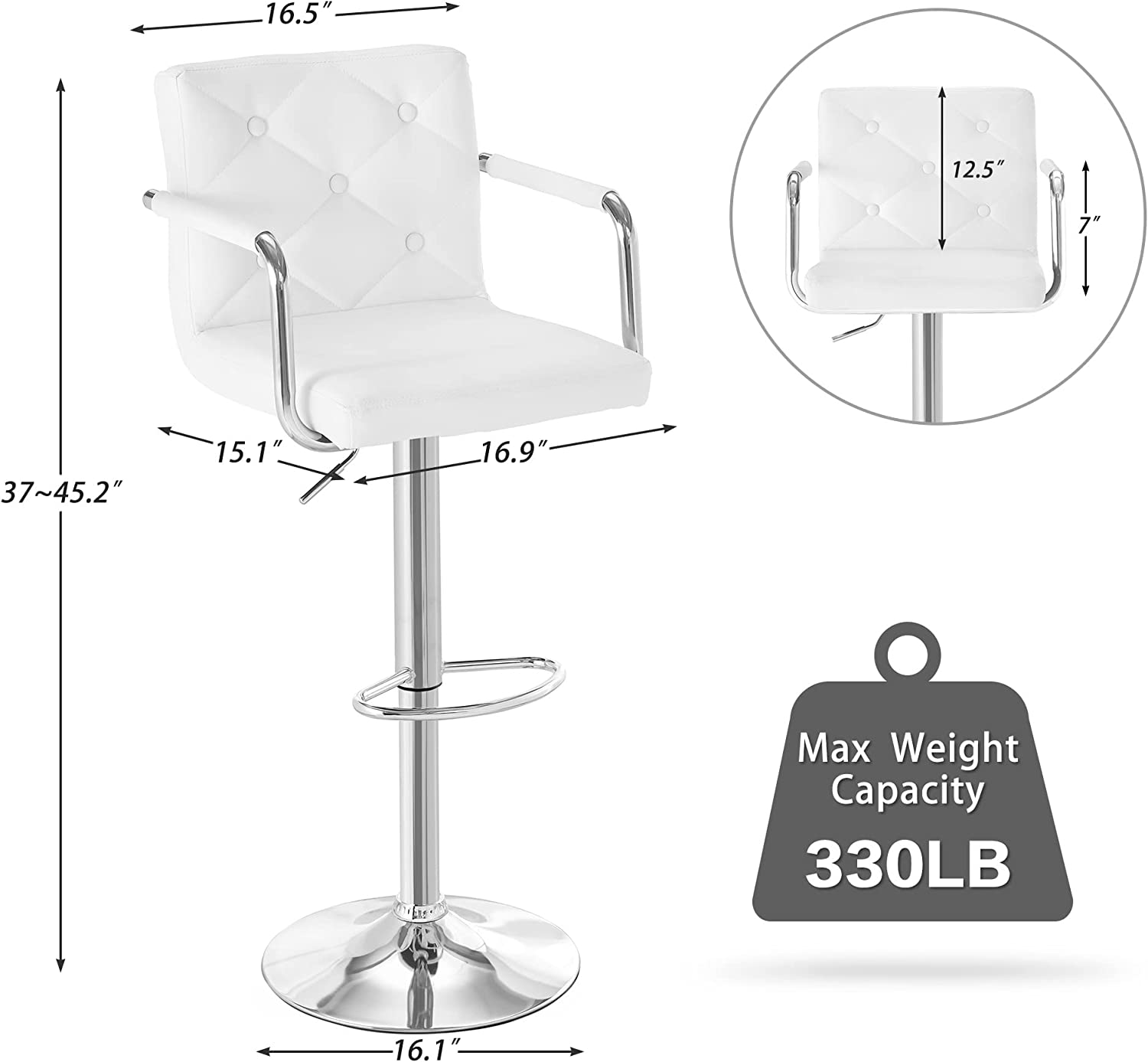 VECELO Adjustable Counter Height Bar Stools Set of 2