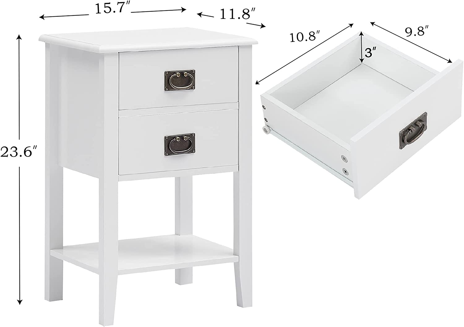 VECELO Modern Nightstands Set of 2, Side End Table with Drawers