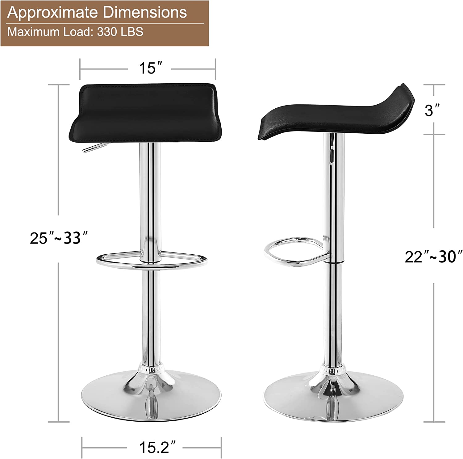 VECELO Counter Height Bar Stools Set of 2, Adjustable Barstools