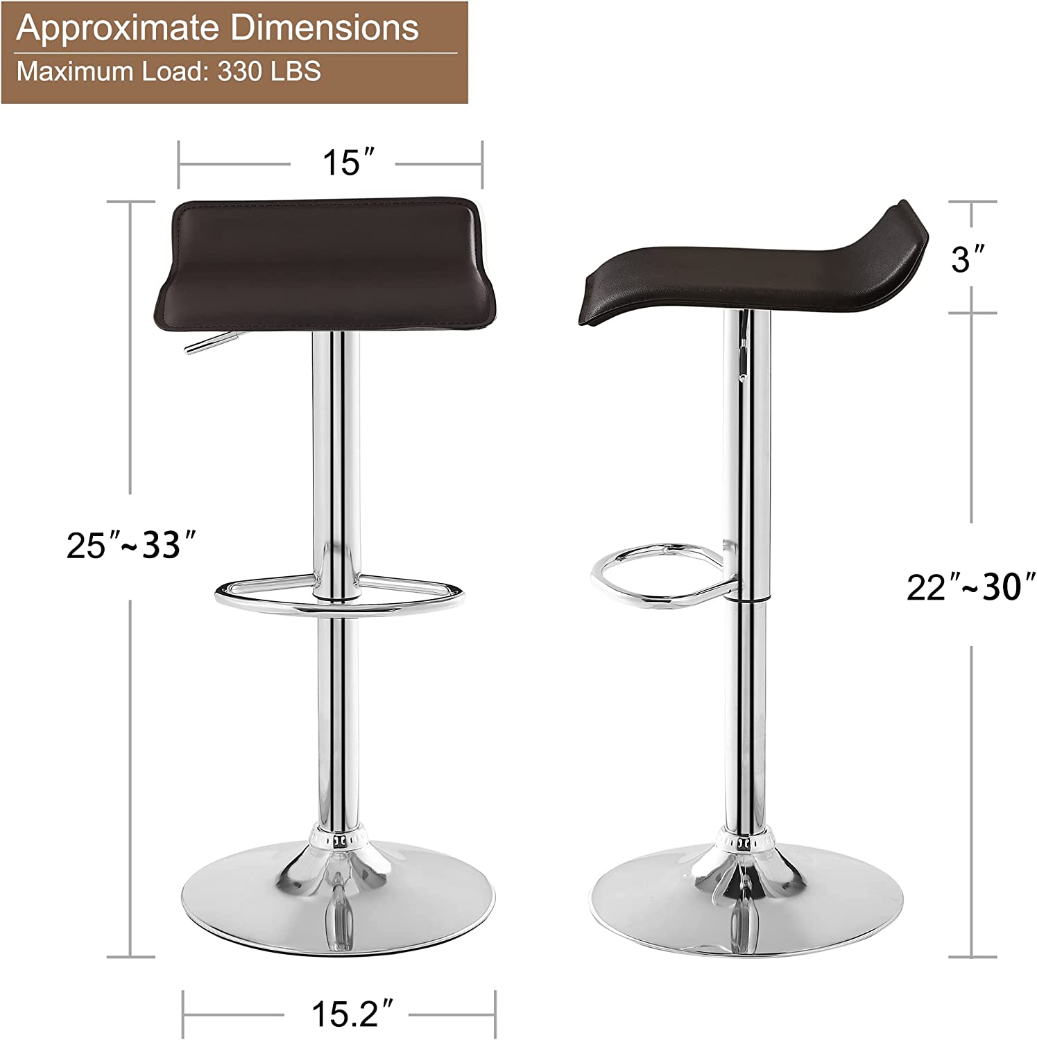 VECELO Counter Height Bar Stools Set of 2, Adjustable Barstools