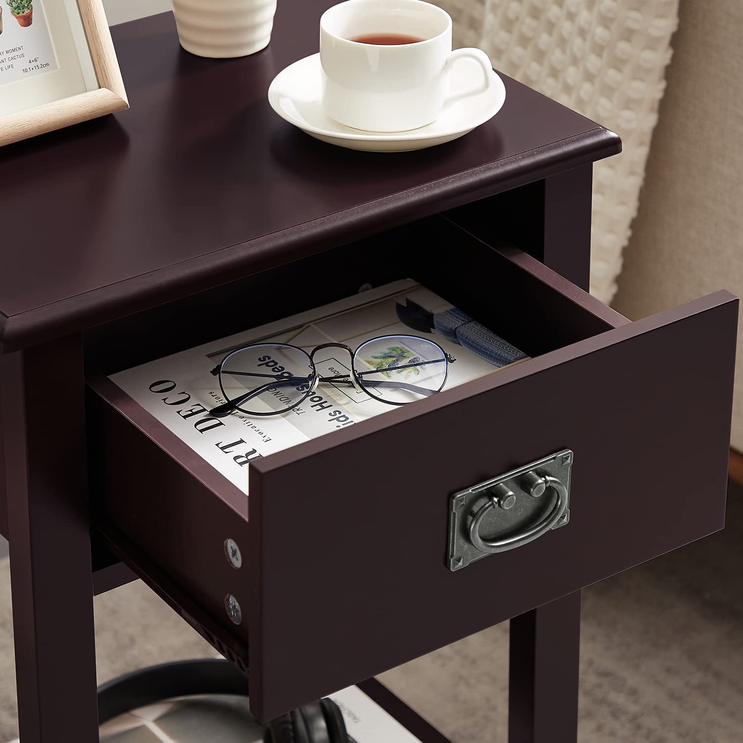 VECELO Modern Nightstands Set of 2, Side End Table with Drawers