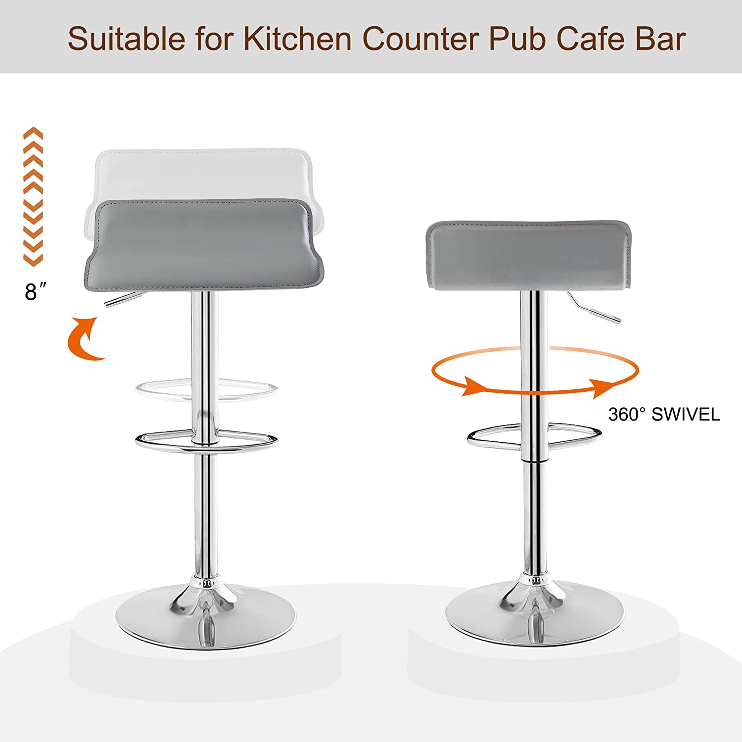 VECELO Counter Height Bar Stools Set of 2, Adjustable Barstools