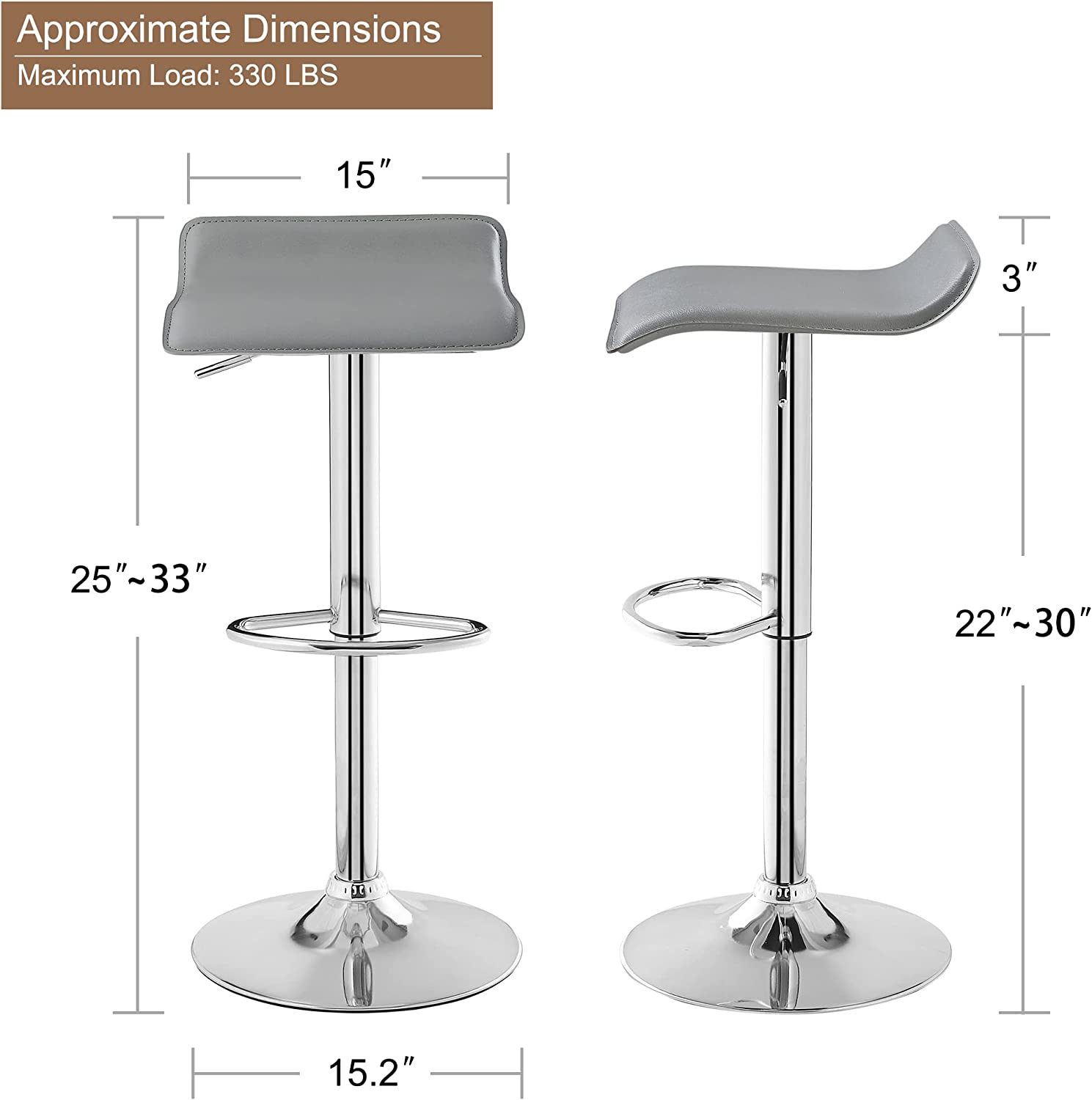 VECELO Counter Height Bar Stools Set of 2, Adjustable Barstools