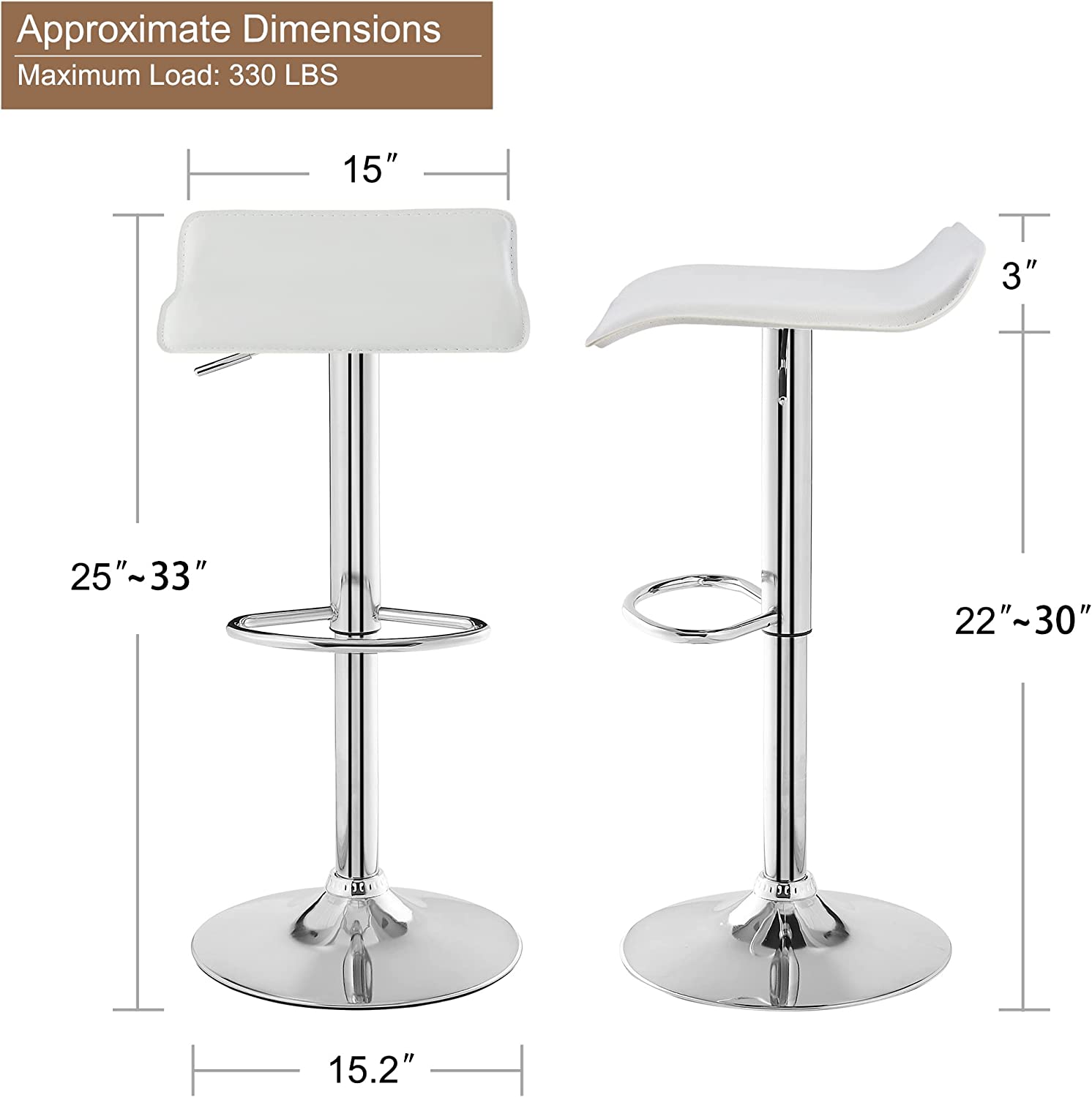 VECELO Counter Height Bar Stools Set of 2, Adjustable Barstools