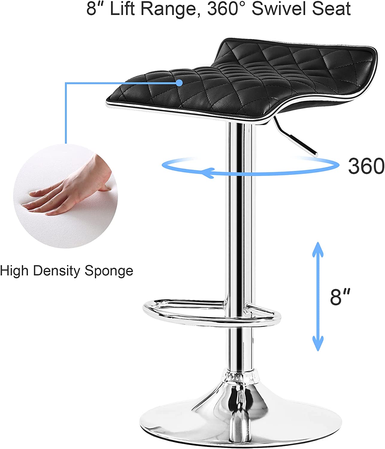 VECELO Bar Stools Set of 2, Kitchen Island Counter Height Bar Chairs - VECELO