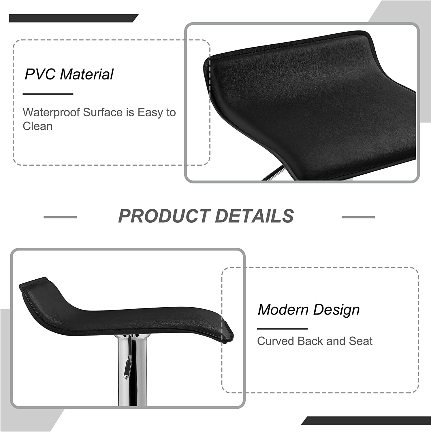 VECELO Counter Height Bar Stools Set of 2, Adjustable Barstools