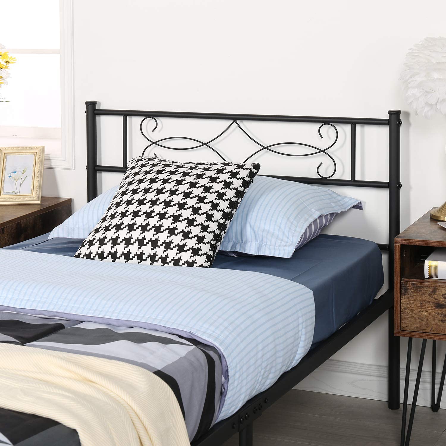 VECELO Metal Platform Bed Frame with Headboard & Footboard Premium Steel Slat Support Noise-Free