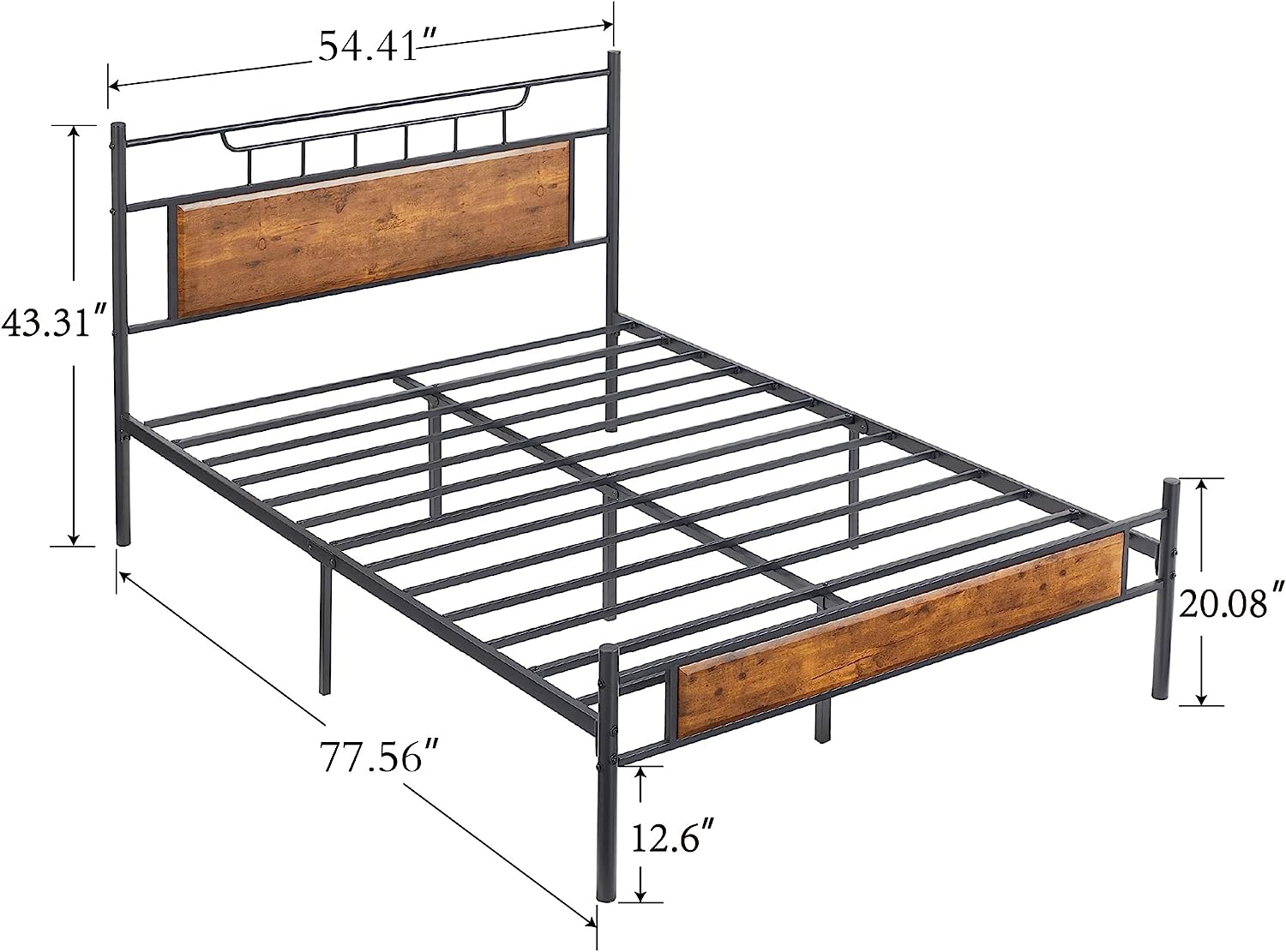 VECELO Platform Bed Frame with Wood Headboard No Box Spring Needed Heavy Duty Steel Slat