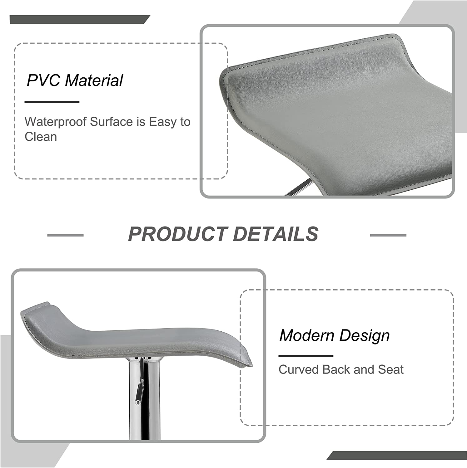 VECELO Counter Height Bar Stools Set of 2, Adjustable Barstools
