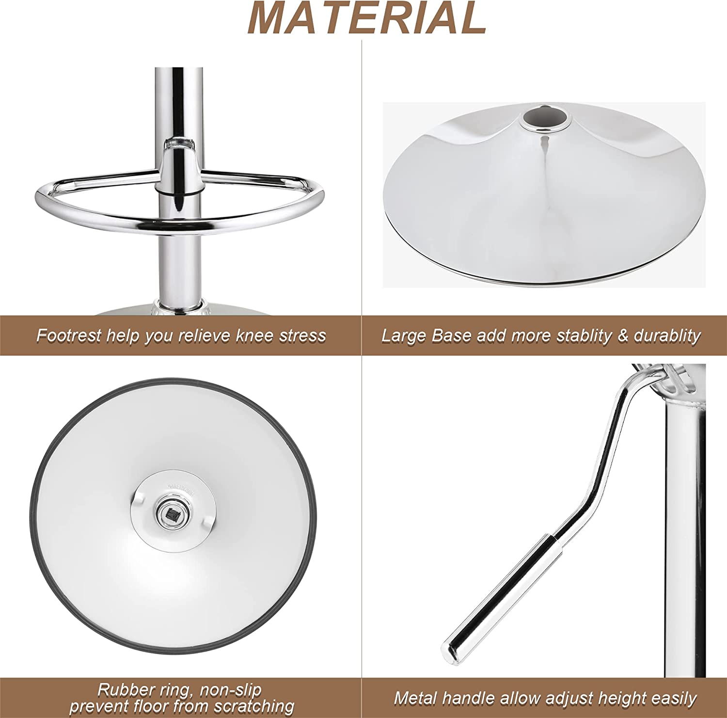 VECELO Adjustable Counter Height Bar Stools with Back and Arm Stools Set of 2 - VECELO