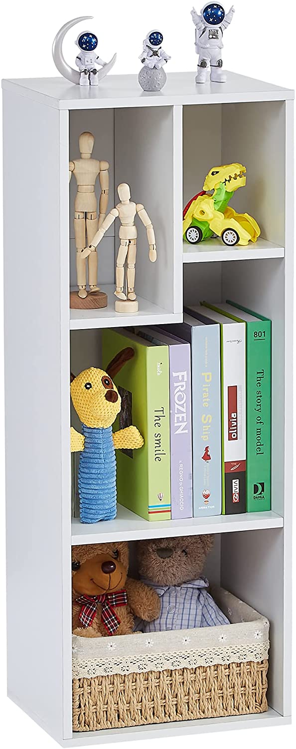 VECELO Modern 3-Tier Small Bookcase, 4 Cube/5 Cube Bookshelf/Storage O