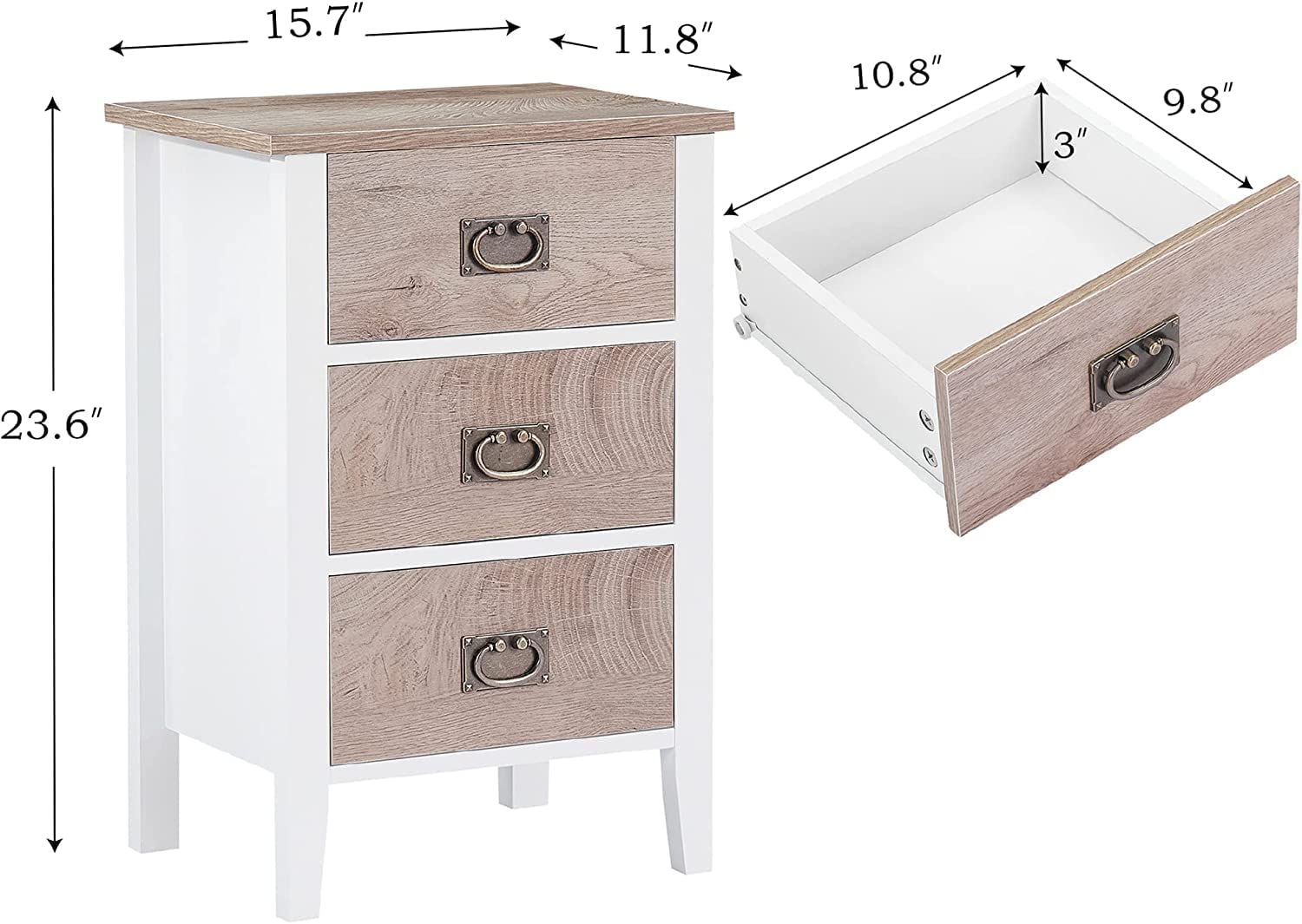 VECELO Modern Nightstands Set of 2, Side End Table with Drawers